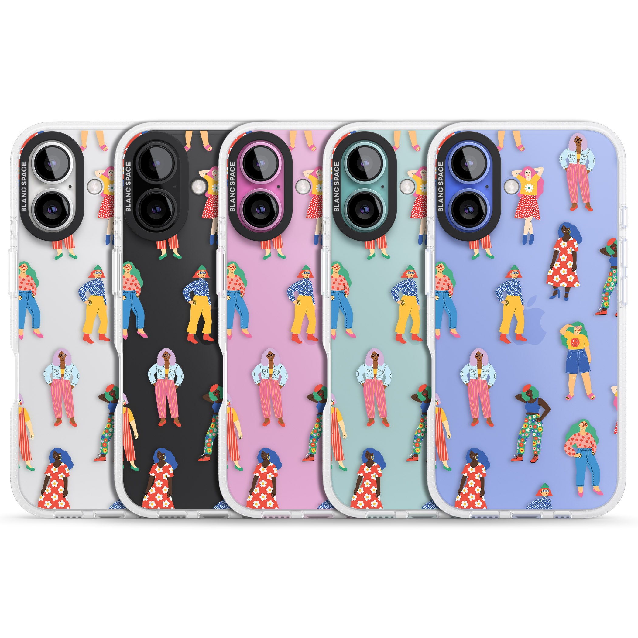 Girls Pattern iPhone 16 / 16 Plus Clear Case Impact Air - Blanc Space