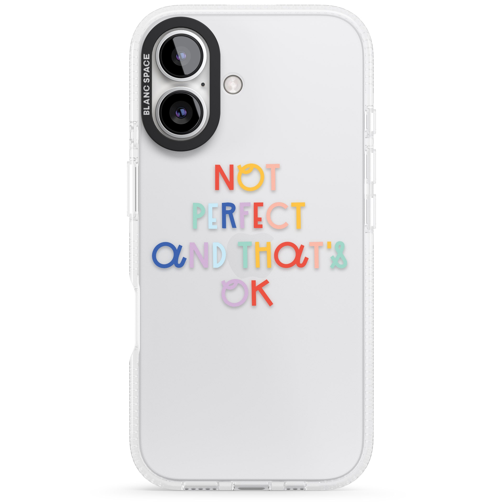 Not Perfect - Clear iPhone 16 / 16 Plus Clear Case Impact Air - Blanc Space