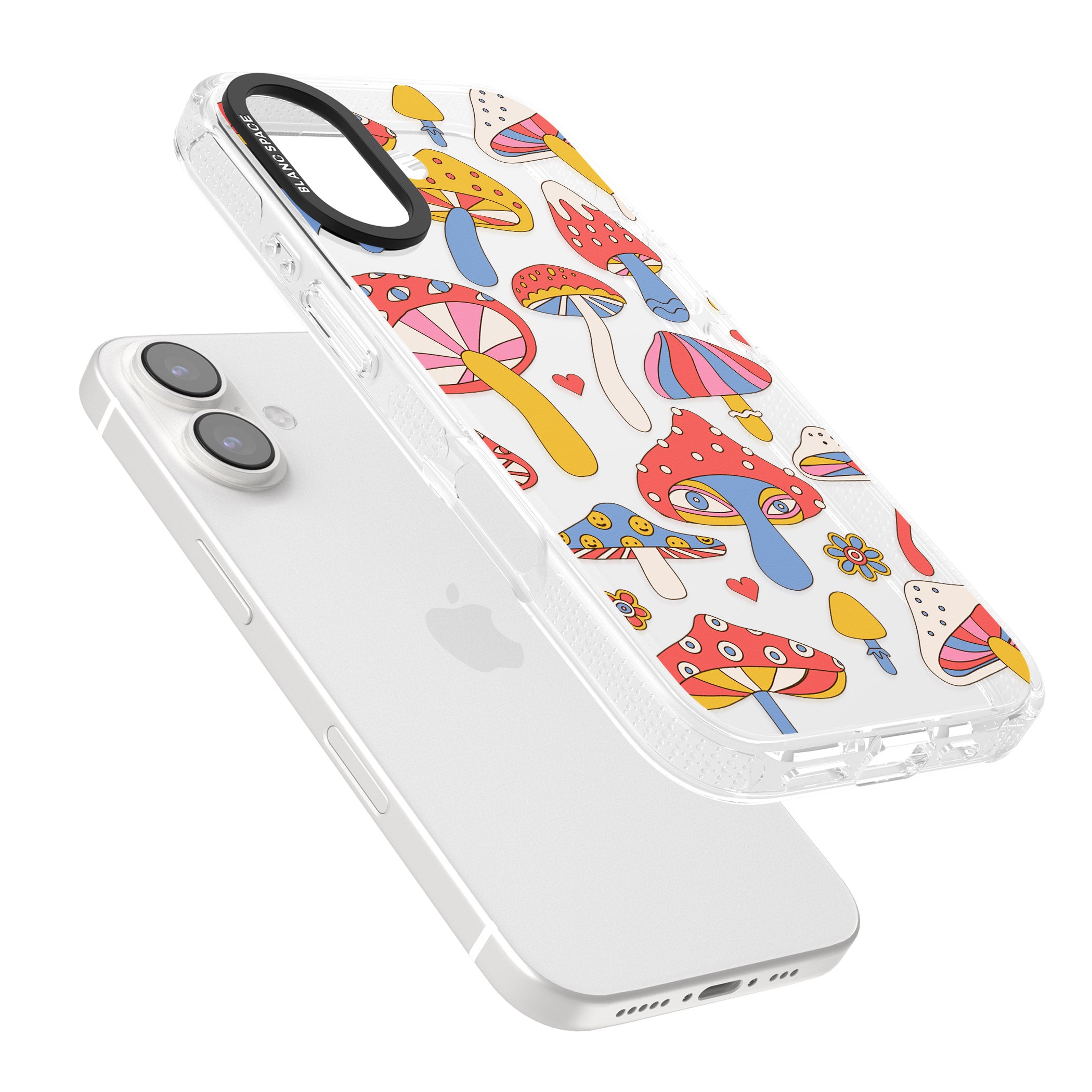 Vibrant Shrooms iPhone 16 / 16 Plus Clear Case Impact Air - Blanc Space
