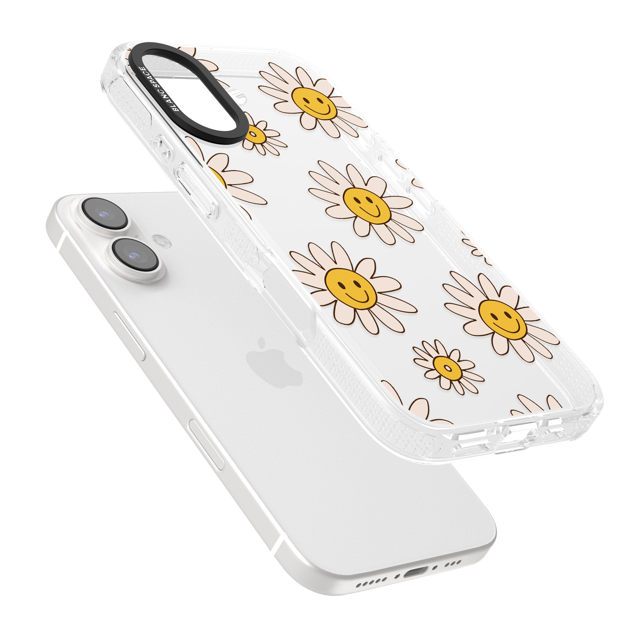 Daisy Faces iPhone 16 / 16 Plus Clear Case Impact Air - Blanc Space