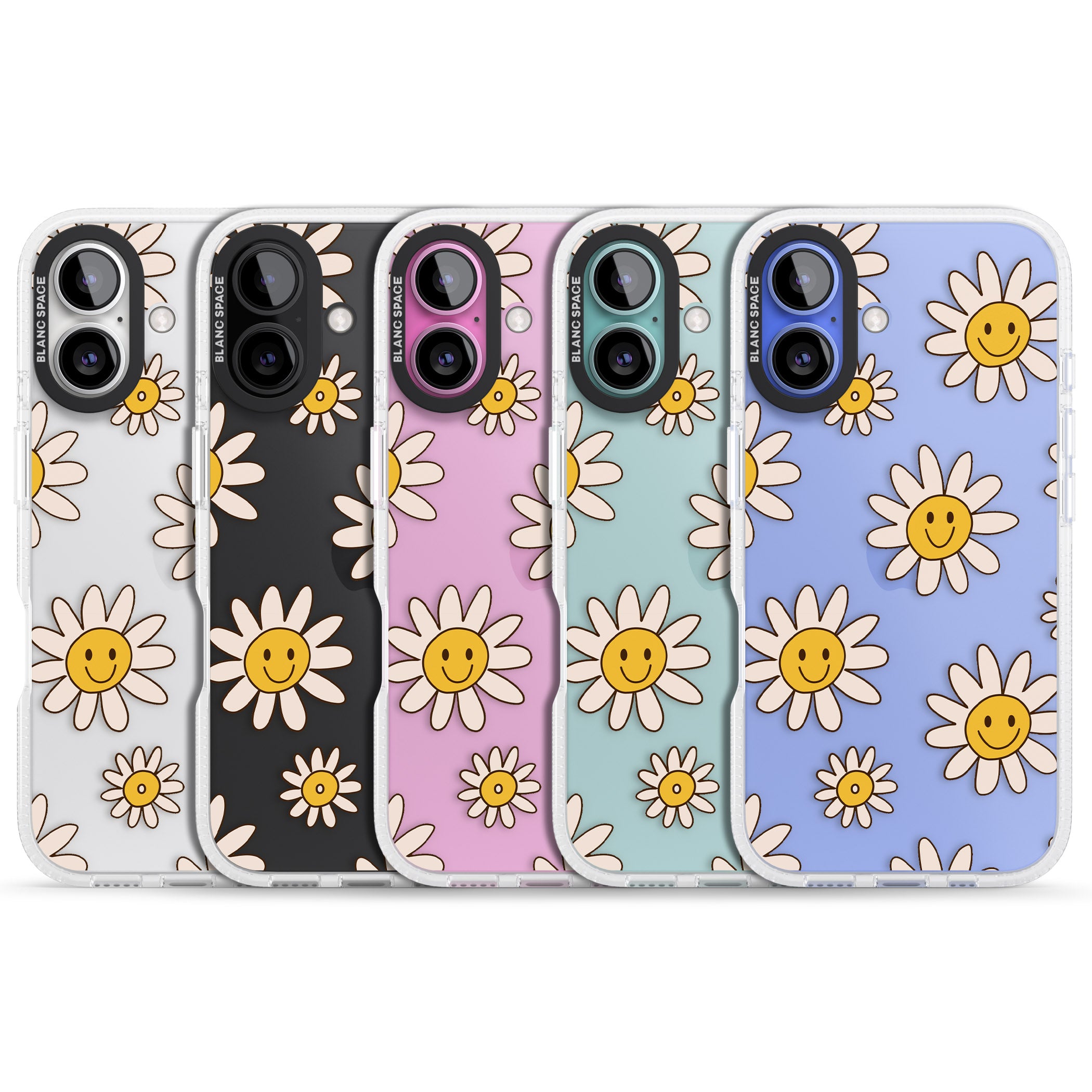 Daisy Faces iPhone 16 / 16 Plus Clear Case Impact Air - Blanc Space