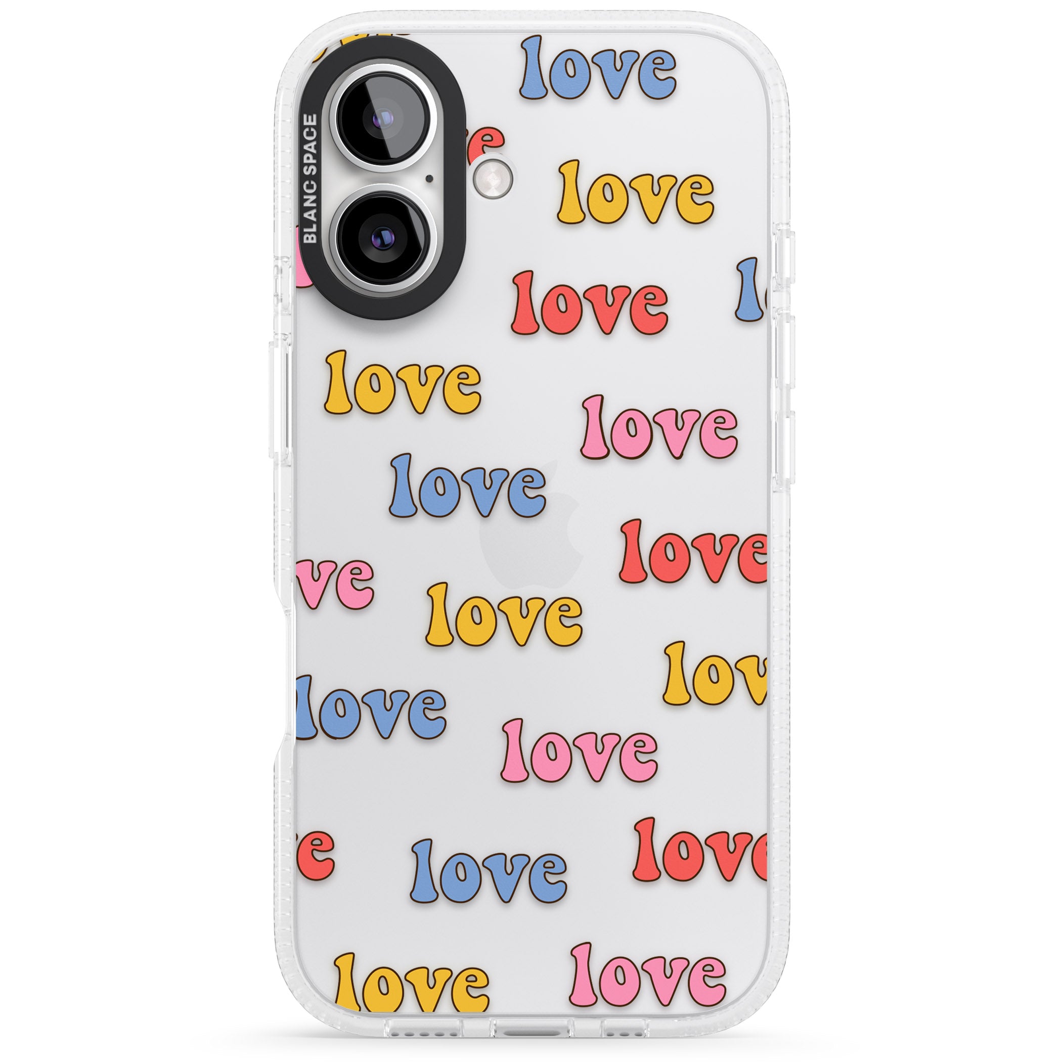 Love Pattern iPhone 16 / 16 Plus Clear Case Impact Air - Blanc Space