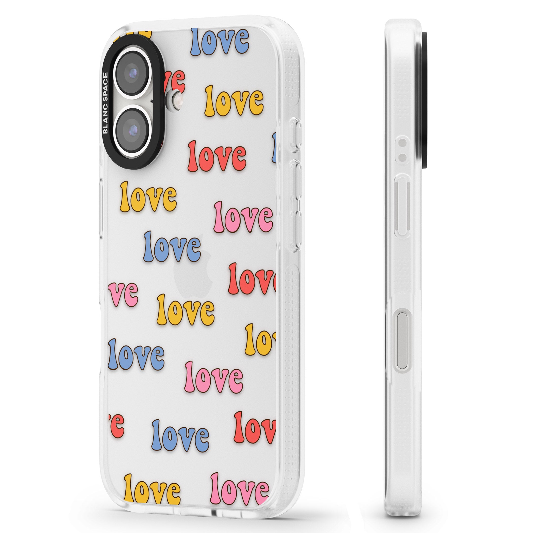 Love Pattern iPhone 16 / 16 Plus Clear Case Impact Air - Blanc Space
