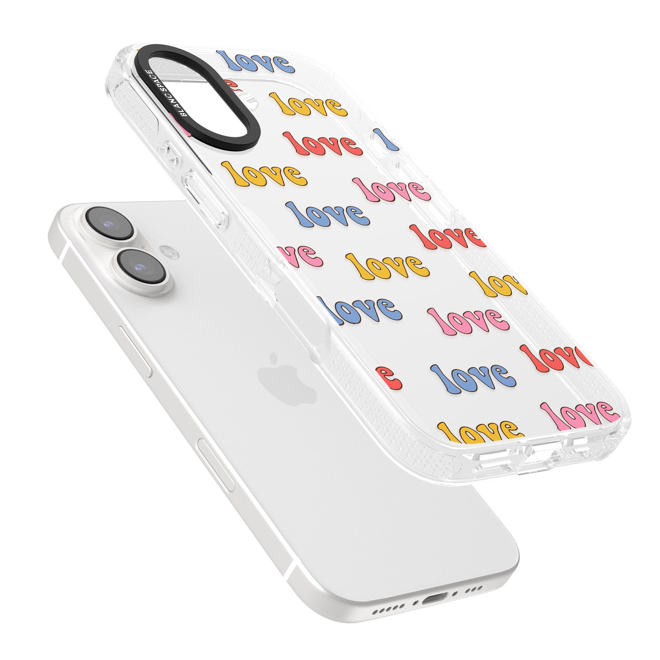 Love Pattern iPhone 16 / 16 Plus Clear Case Impact Air - Blanc Space