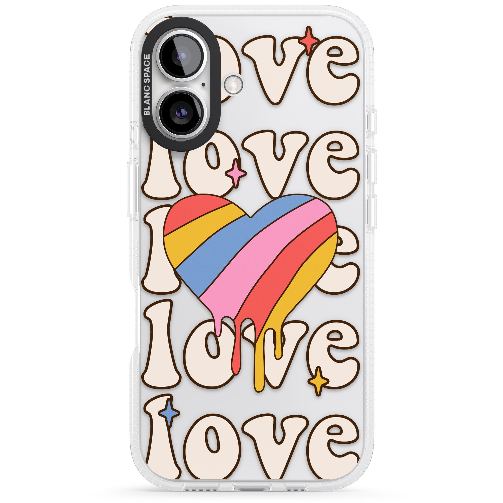 Groovy Love iPhone 16 / 16 Plus Clear Case Impact Air - Blanc Space