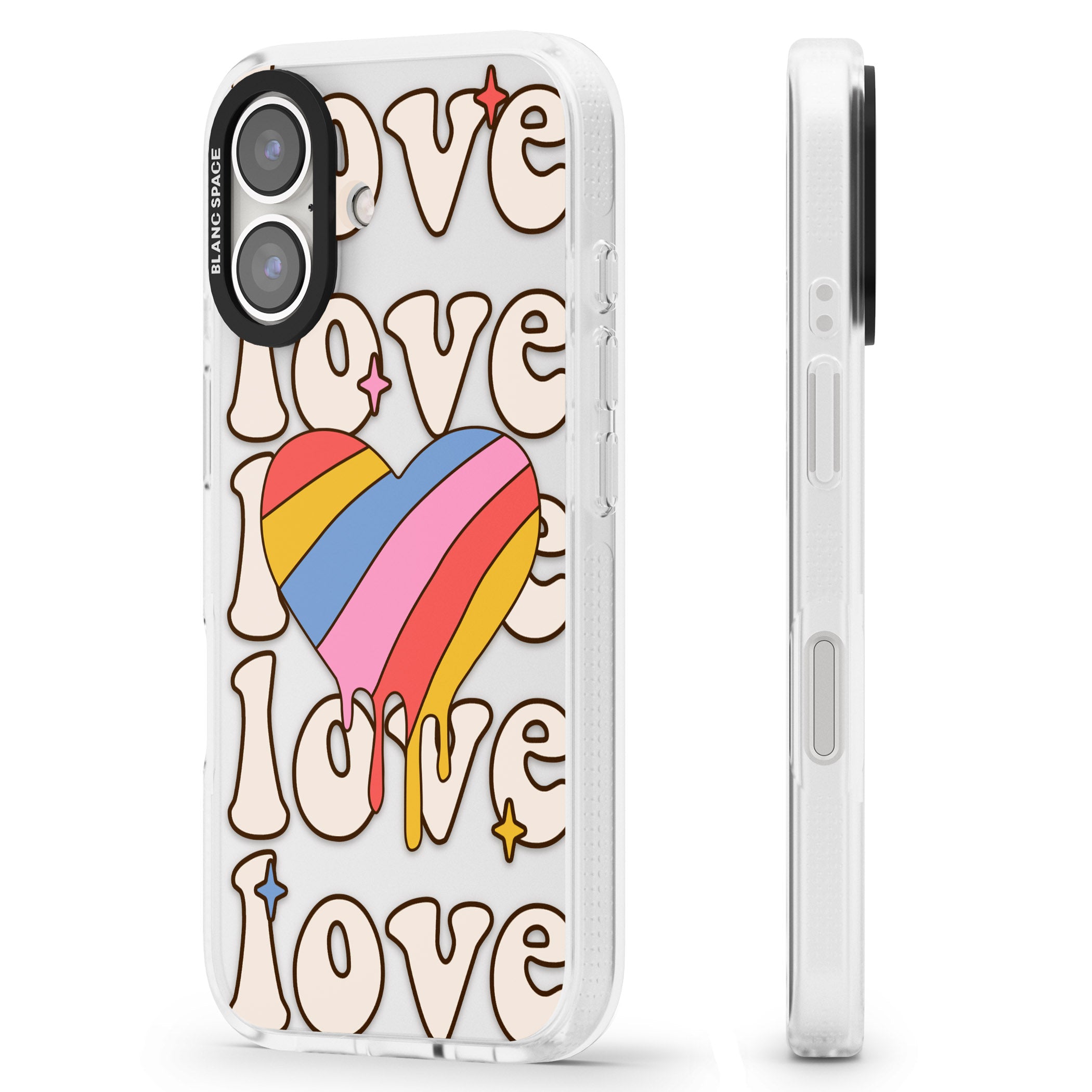 Groovy Love iPhone 16 / 16 Plus Clear Case Impact Air - Blanc Space