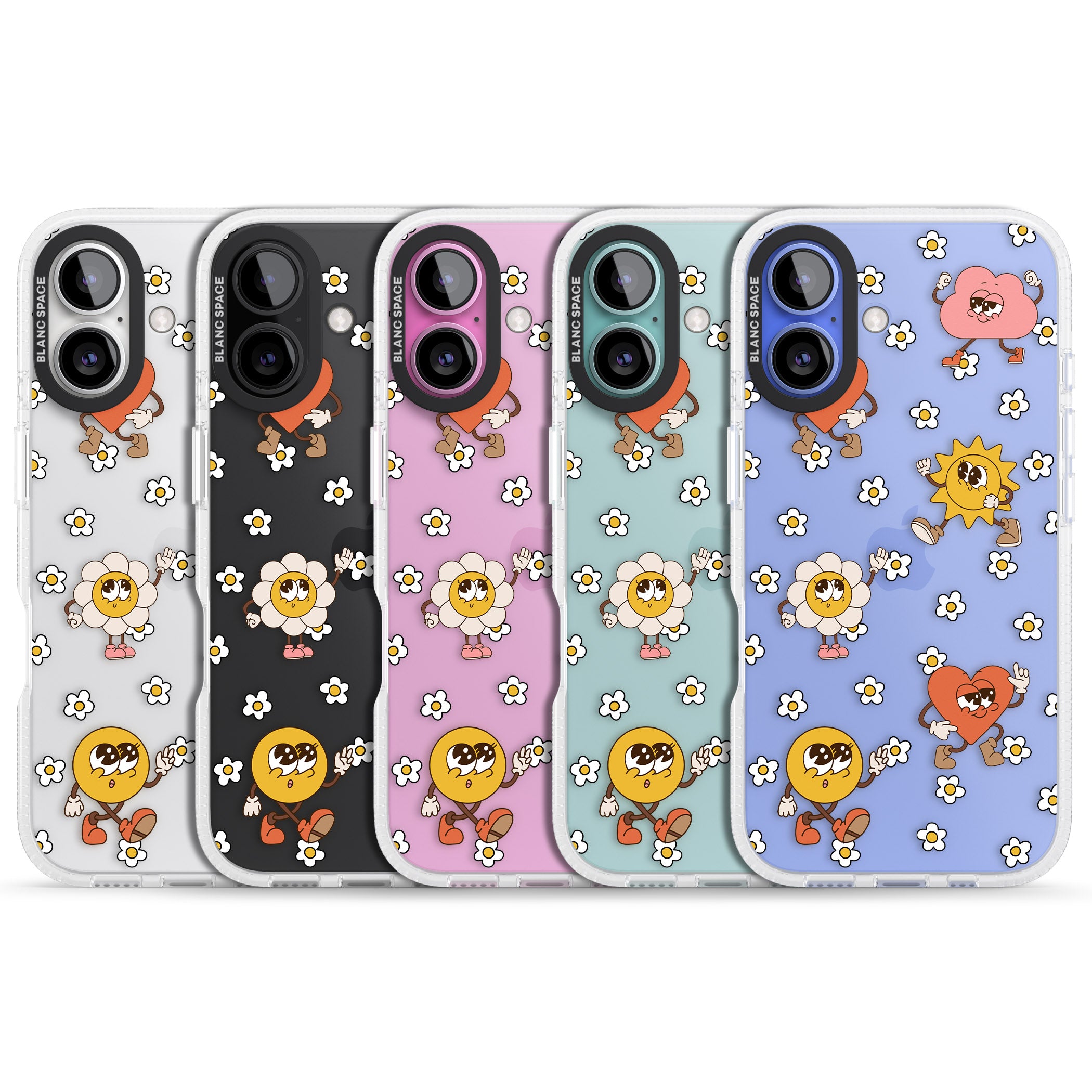 Daisies & Friends iPhone 16 / 16 Plus Clear Case Impact Air - Blanc Space