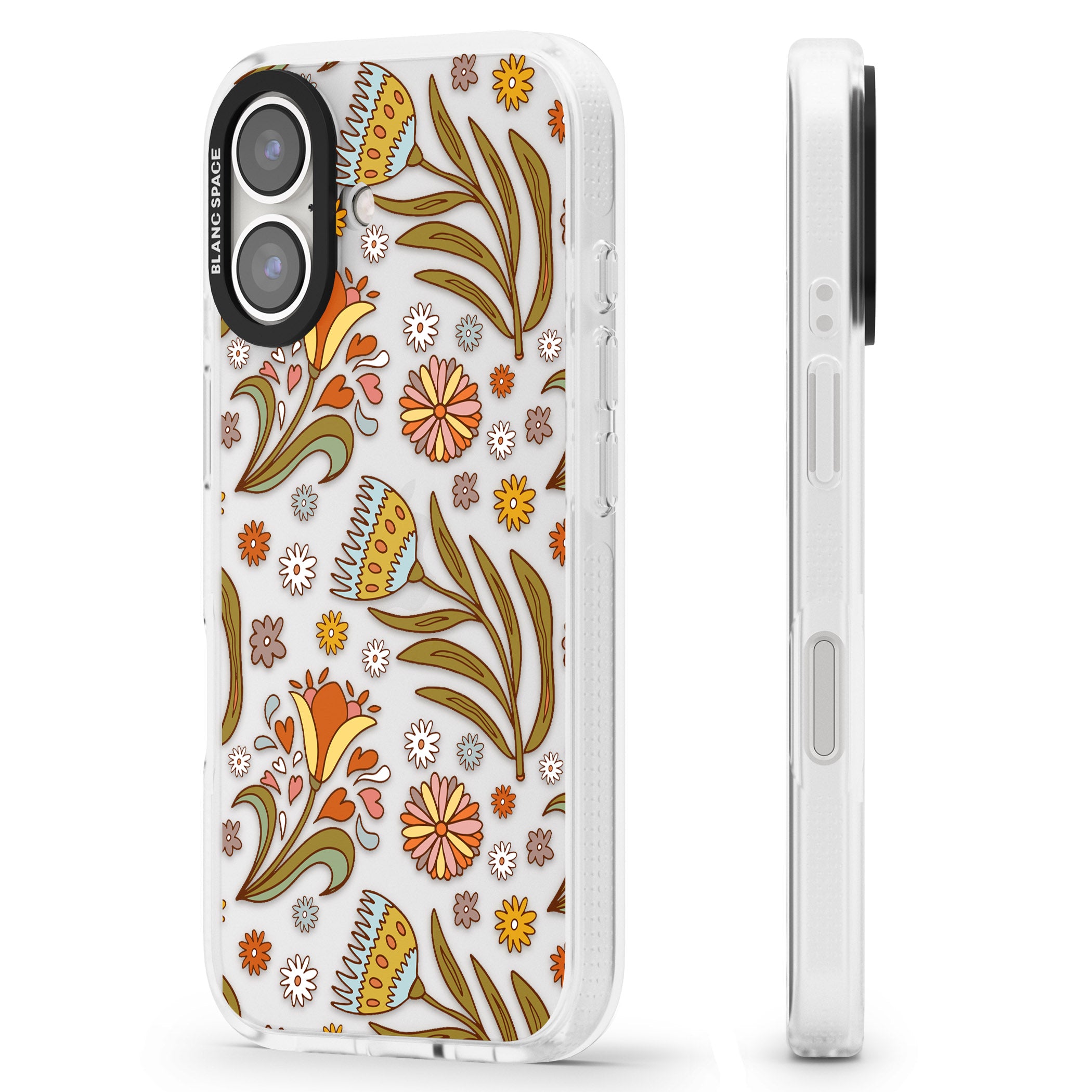 Boho Celestial Wildflower iPhone 16 / 16 Plus Clear Case Impact Air - Blanc Space