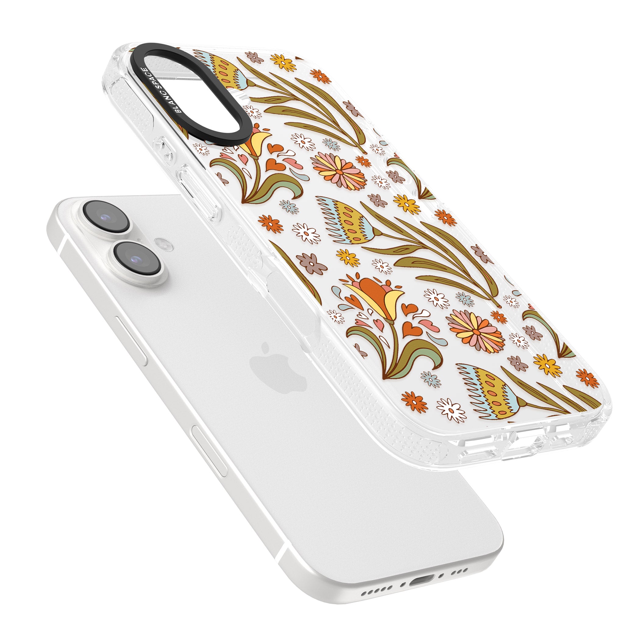 Boho Celestial Wildflower iPhone 16 / 16 Plus Clear Case Impact Air - Blanc Space