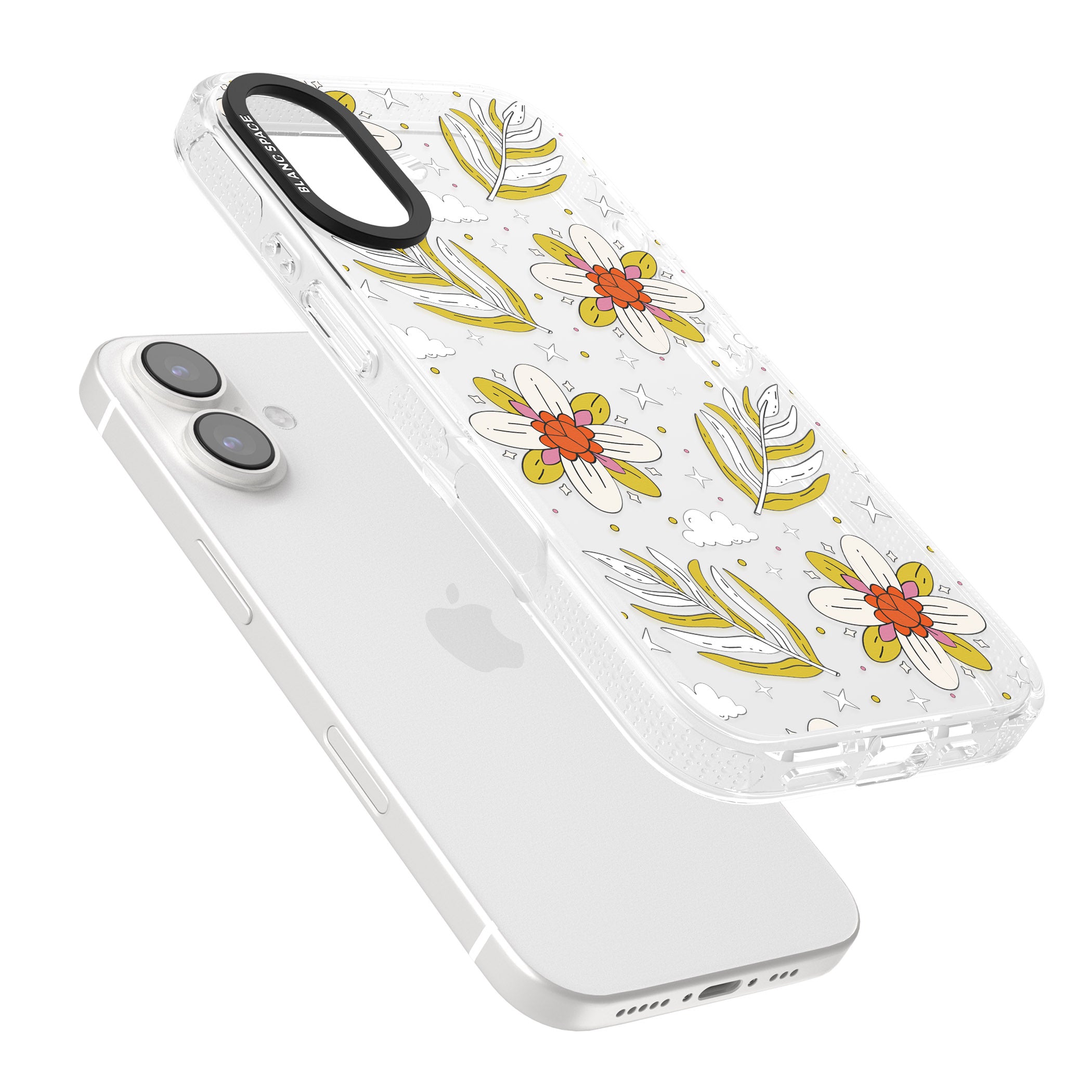 Boho Celestial Floral Dream iPhone 16 / 16 Plus Clear Case Impact Air - Blanc Space