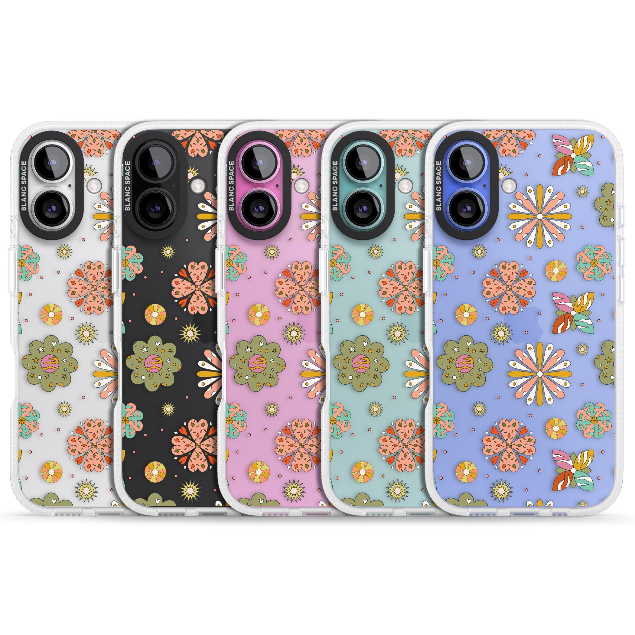 Boho Celestial Psychedelic Floral iPhone 16 / 16 Plus Clear Case Impact Air - Blanc Space