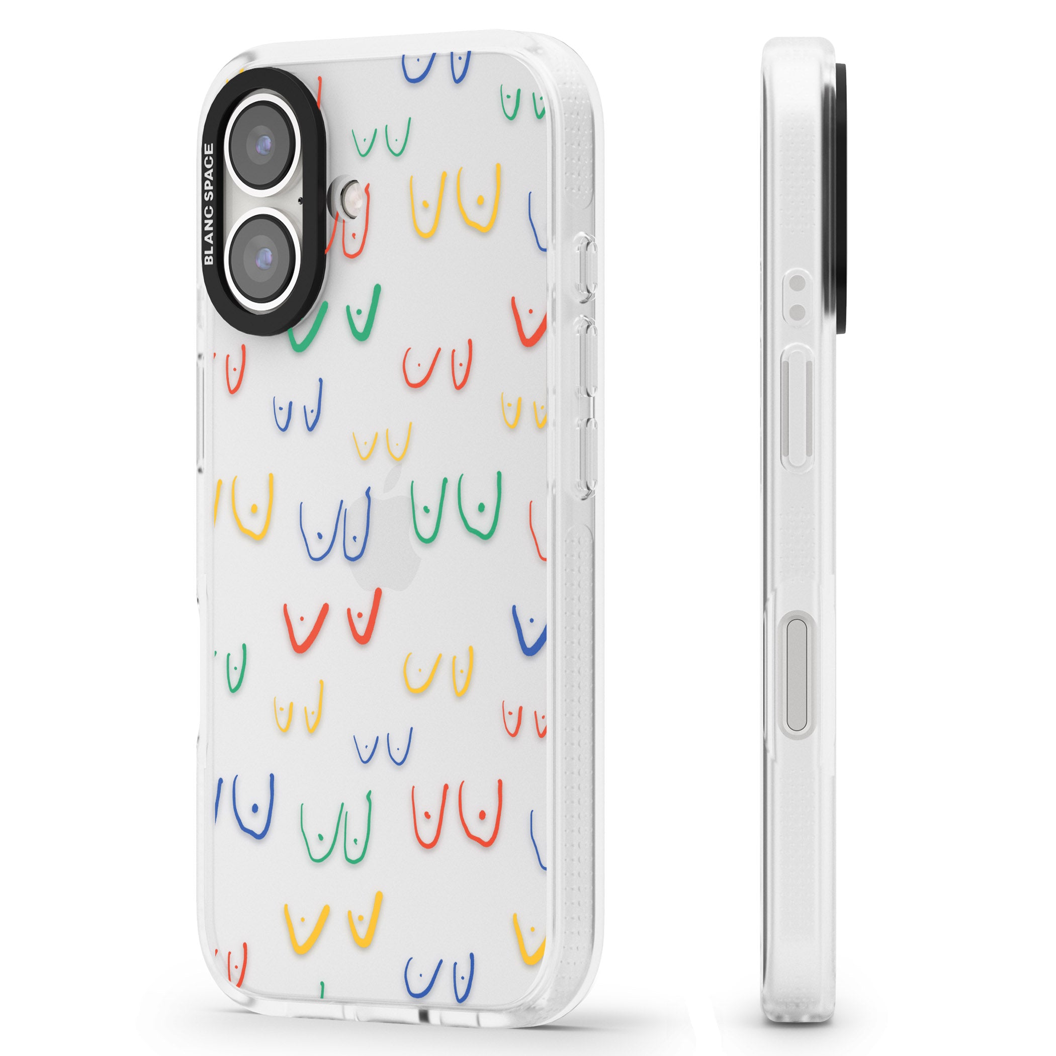 Free the boob (Mixed Colours) iPhone 16 / 16 Plus Clear Case Impact Air - Blanc Space
