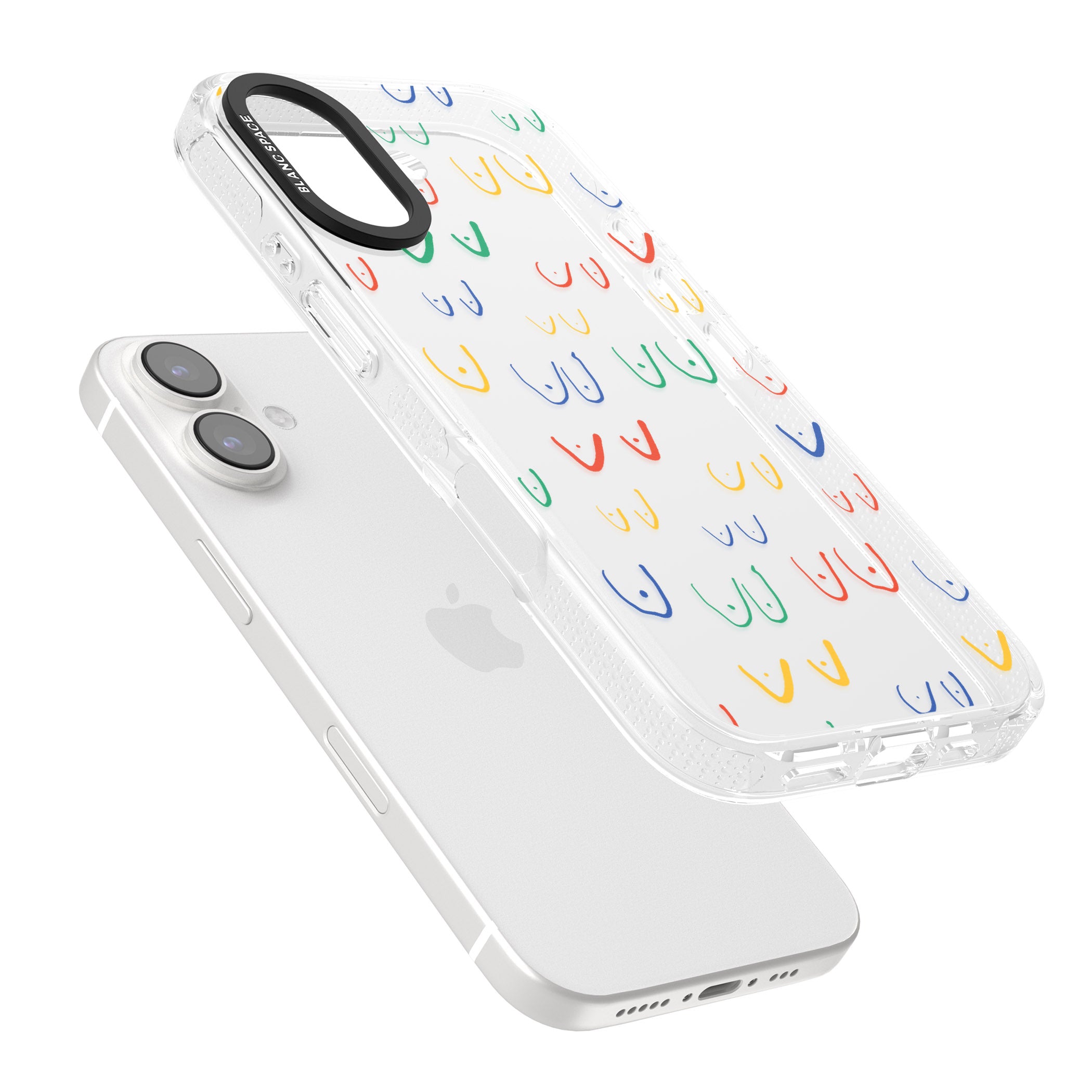Free the boob (Mixed Colours) iPhone 16 / 16 Plus Clear Case Impact Air - Blanc Space