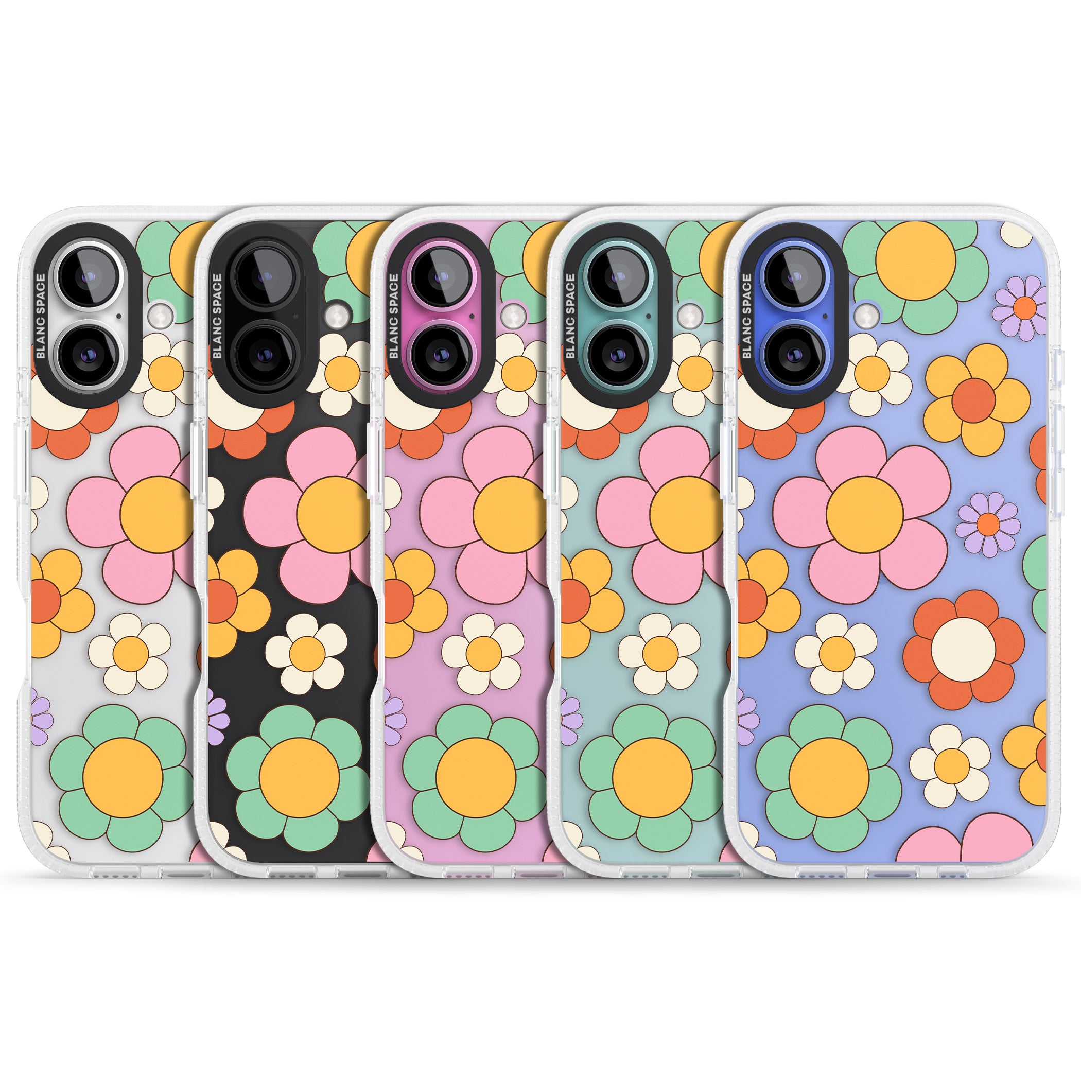 Groovy Blossoms iPhone 16 / 16 Plus Clear Case Impact Air - Blanc Space