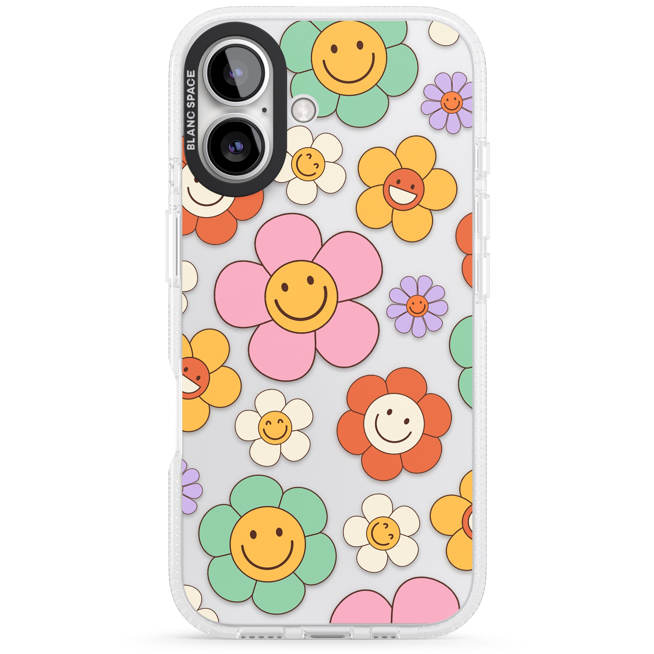Happy Blossoms iPhone 16 / 16 Plus Clear Case Impact Air - Blanc Space