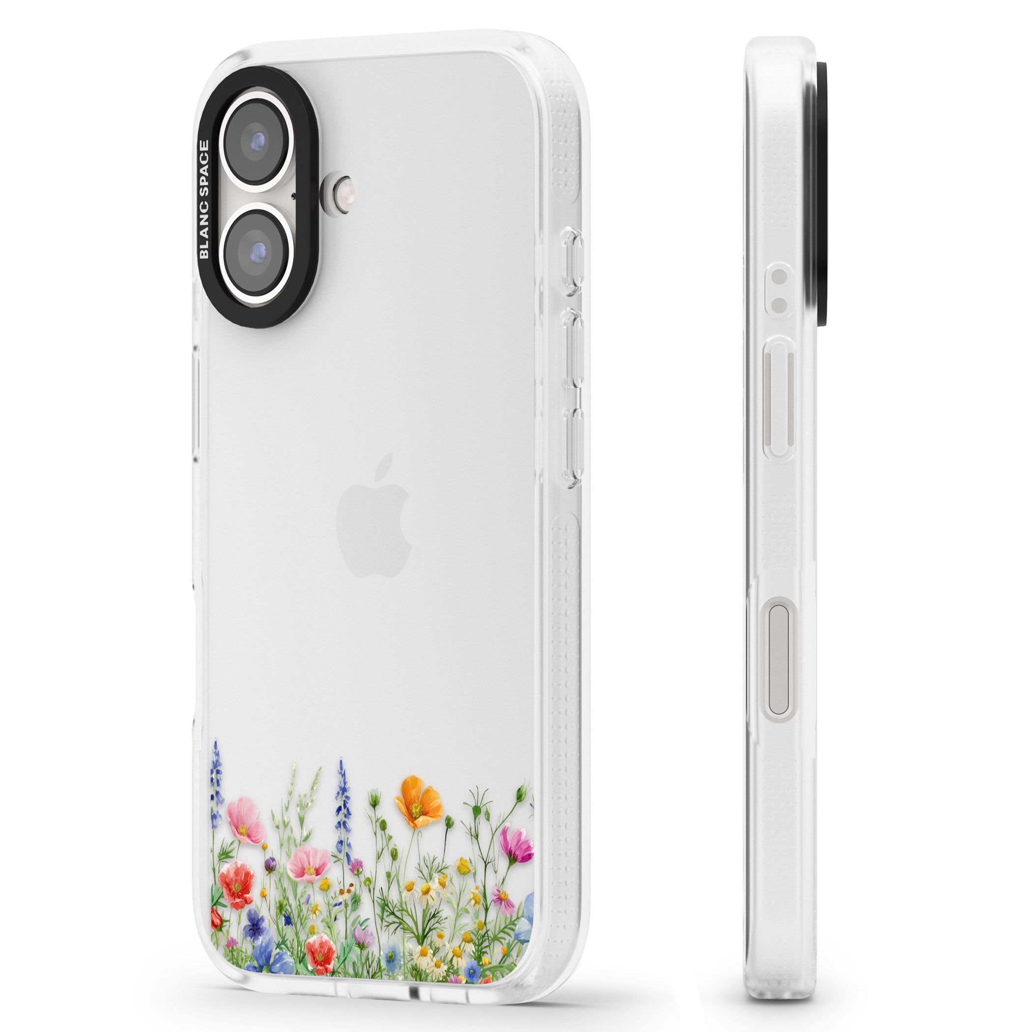 Minimal Wildflowers iPhone 16 / 16 Plus Clear Case Impact Air - Blanc Space