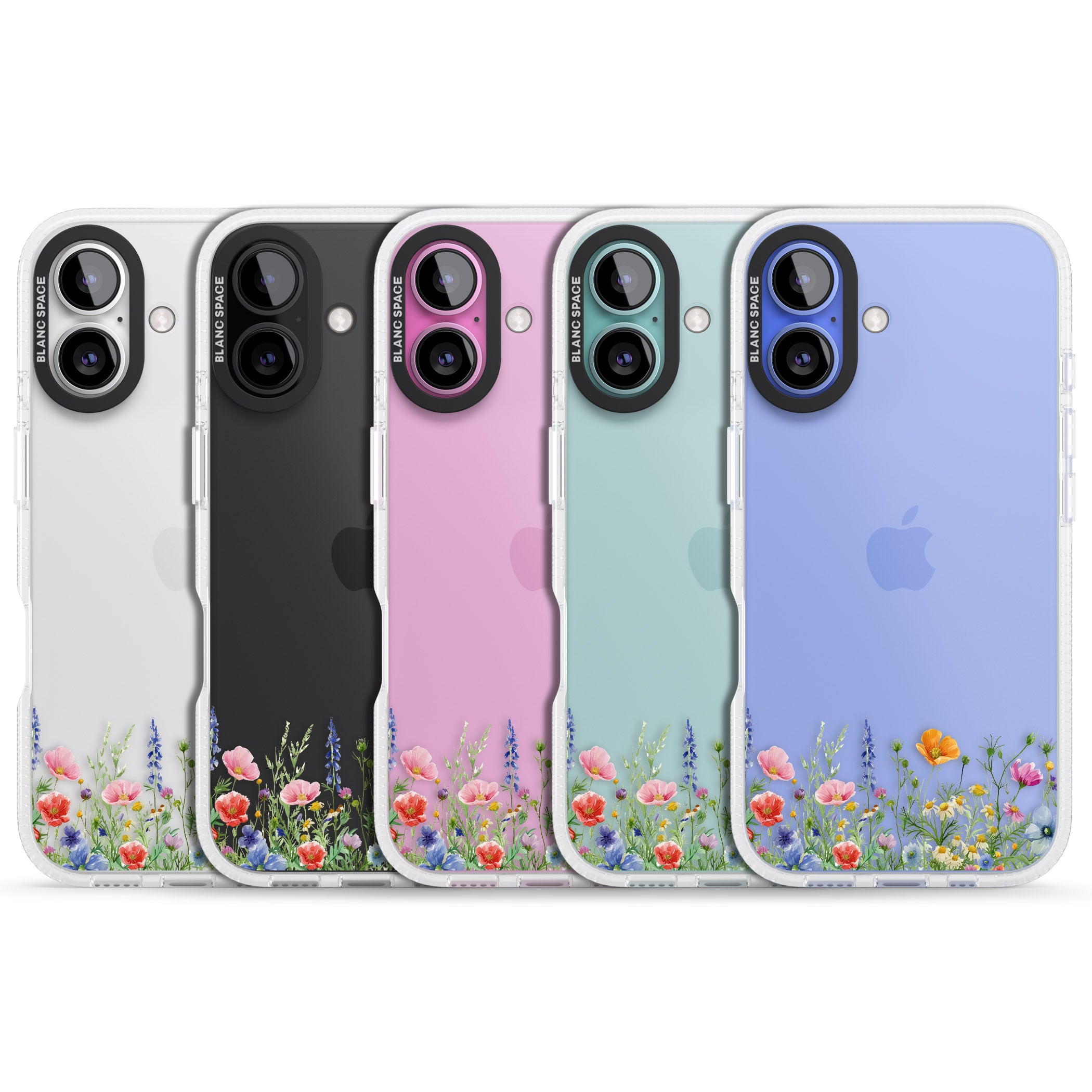 Minimal Wildflowers iPhone 16 / 16 Plus Clear Case Impact Air - Blanc Space