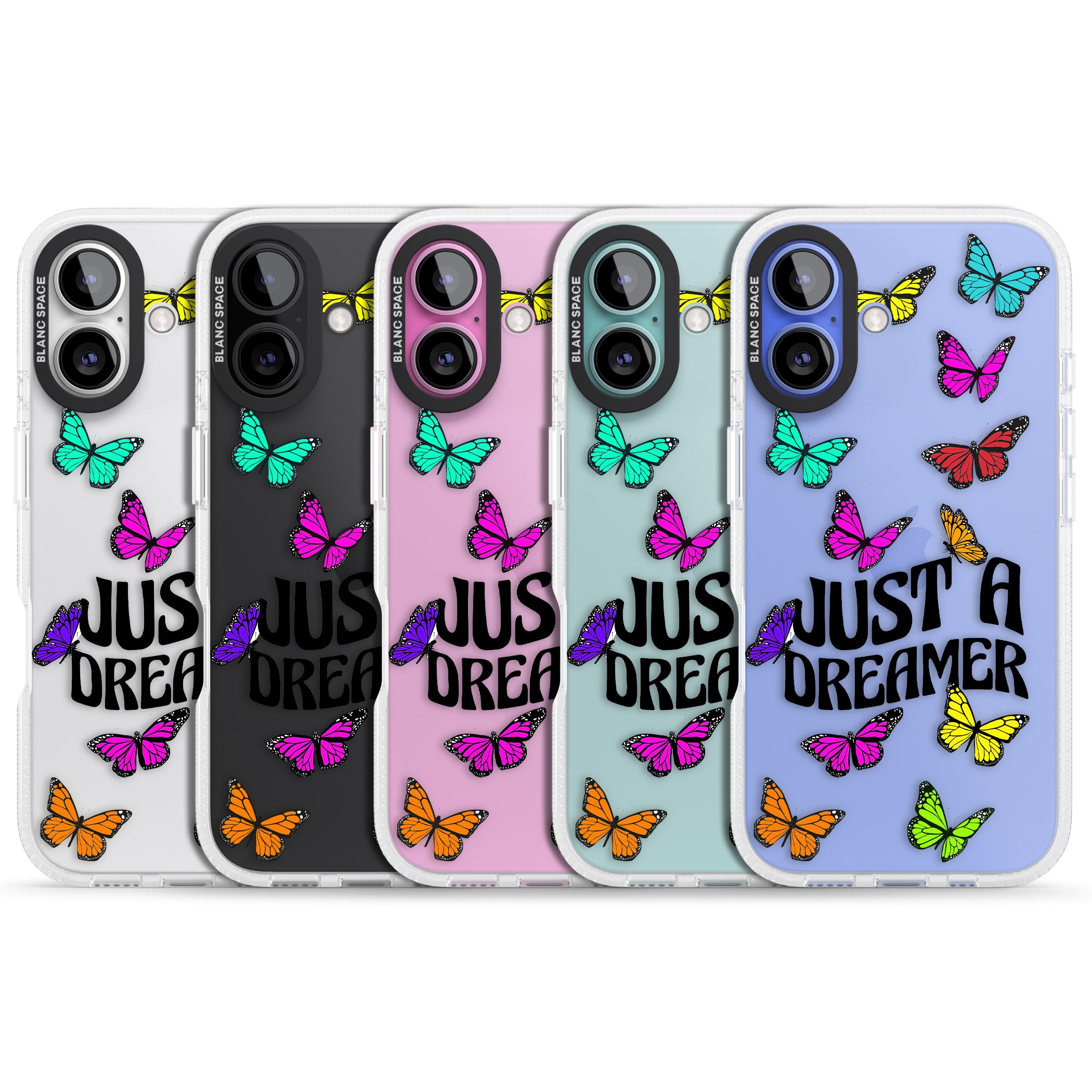 Just a Dreamer Butterfly iPhone 16 / 16 Plus Clear Case Impact Air - Blanc Space
