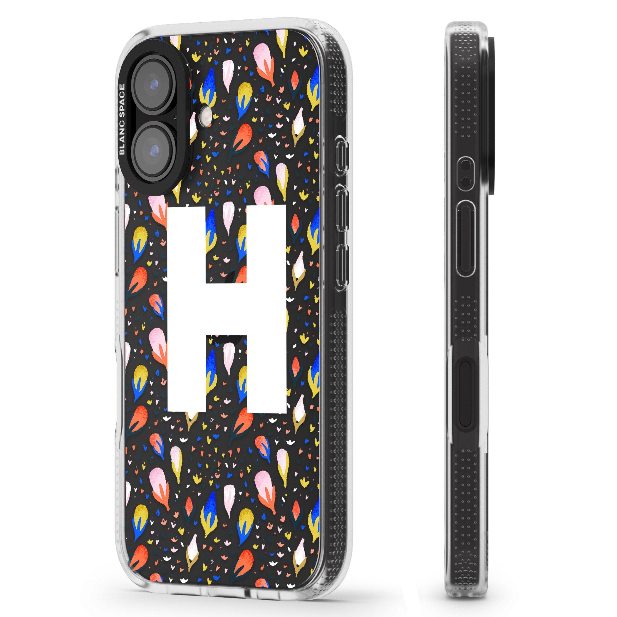 Personalised White Monogram Floral iPhone 16 / 16 Plus Clear Case Impact Air - Blanc Space