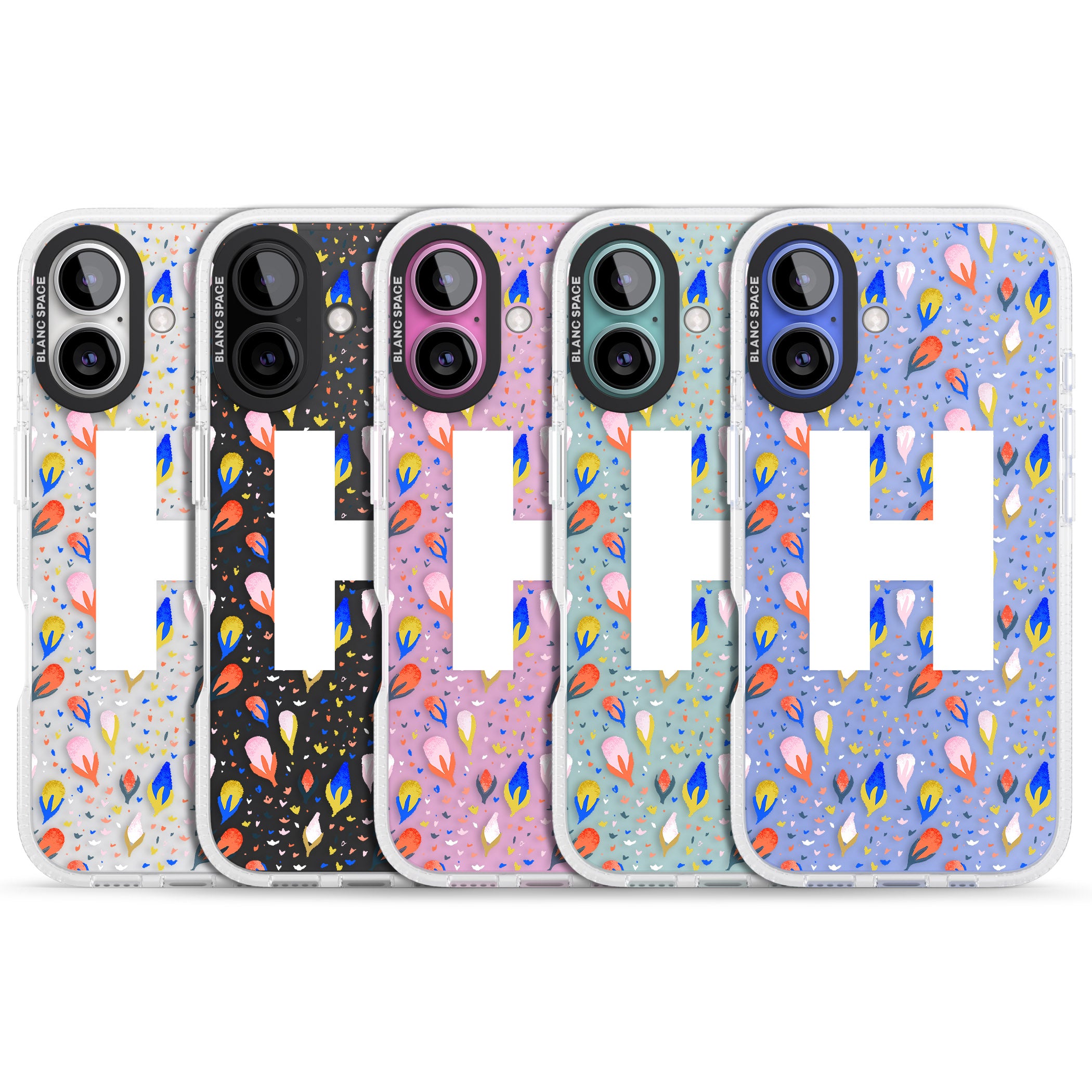 Personalised White Monogram Floral iPhone 16 / 16 Plus Clear Case Impact Air - Blanc Space