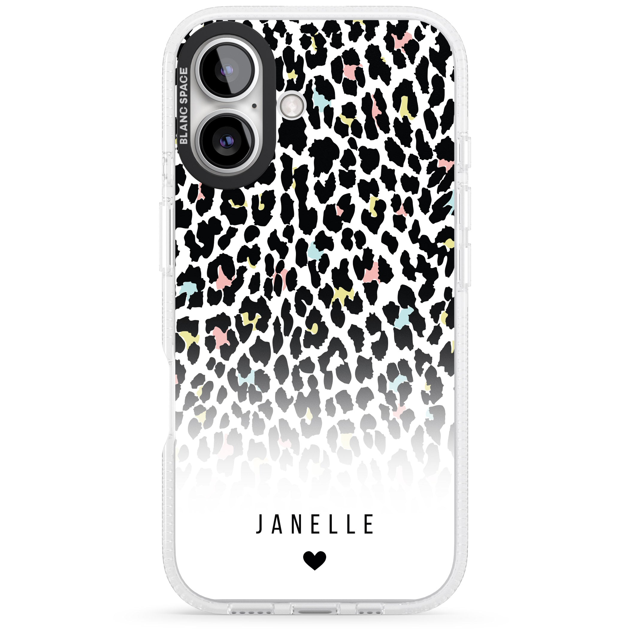 Personalised Pastel Leopard Spots iPhone 16 / 16 Plus Clear Case Impact Air - Blanc Space