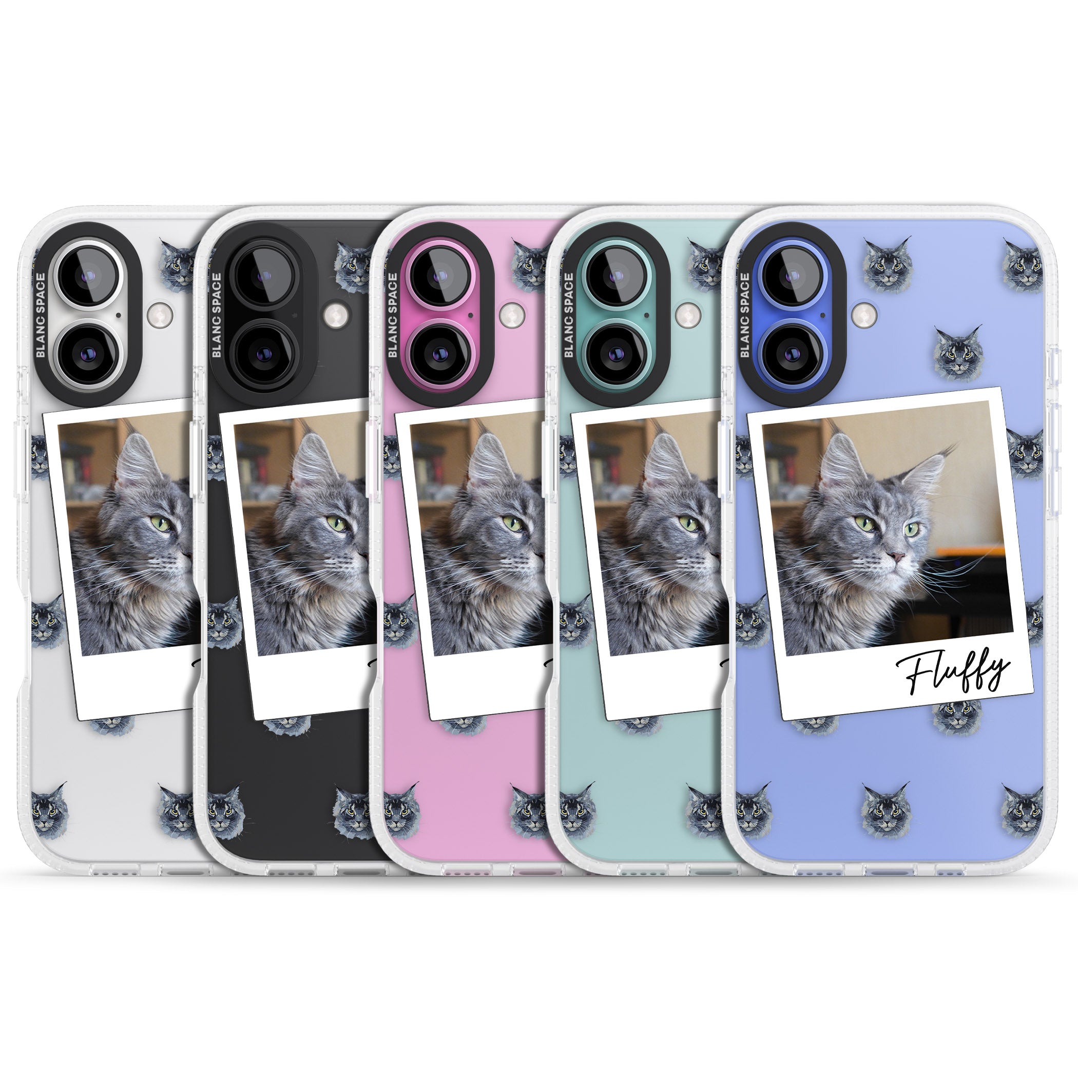 Personalised Maine Coon Photo iPhone 16 / 16 Plus Clear Case Impact Air - Blanc Space