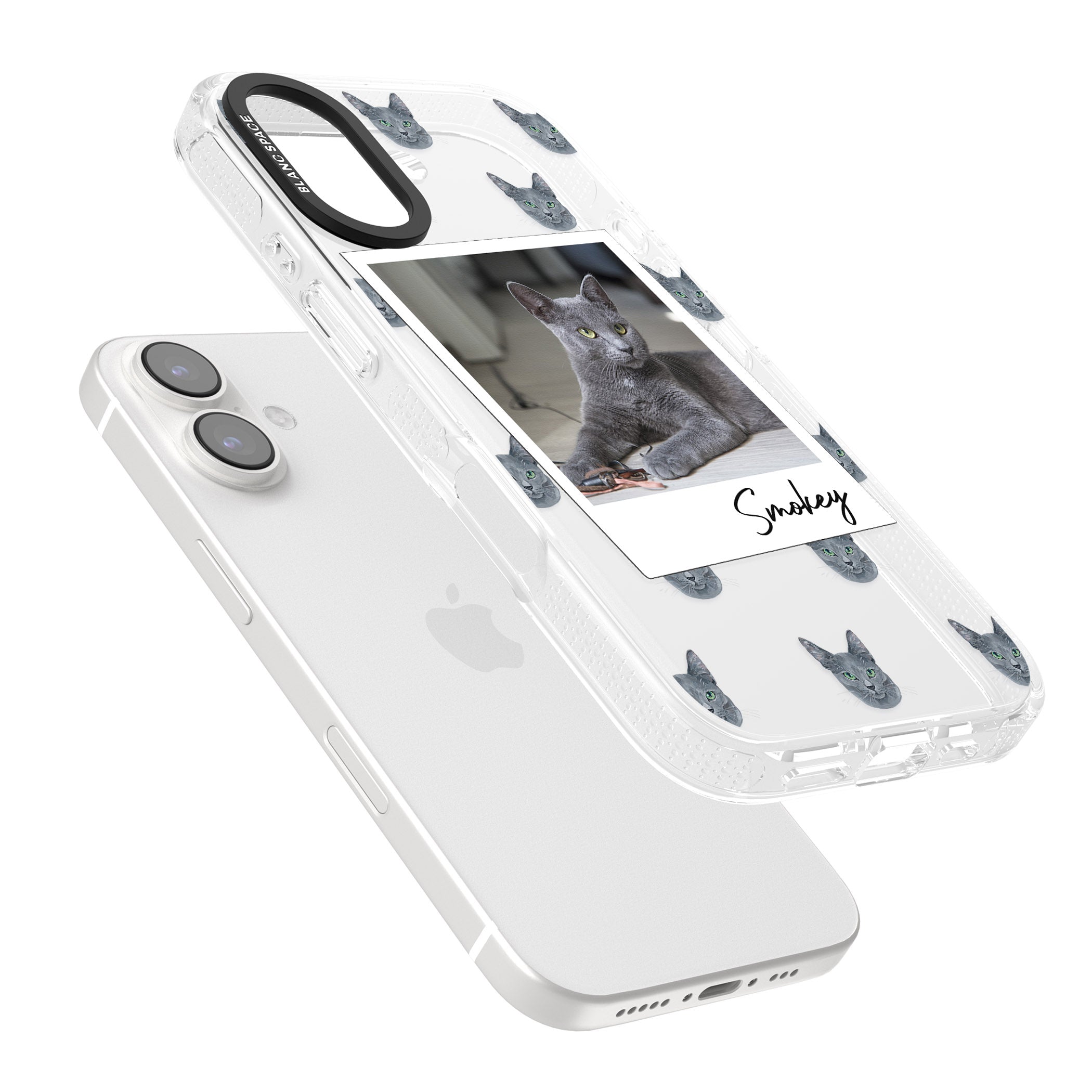 Personalised Korat Cat Photo iPhone 16 / 16 Plus Clear Case Impact Air - Blanc Space