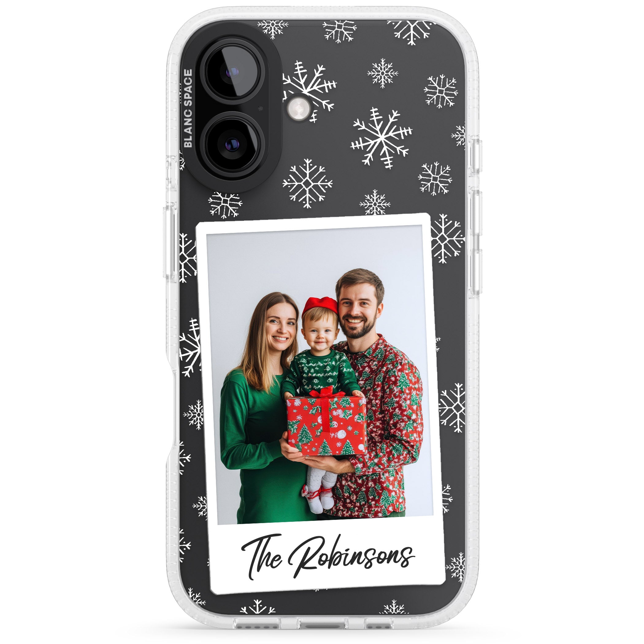 Personalised Snowflake Photo iPhone 16 / 16 Plus Clear Case Impact Air - Blanc Space