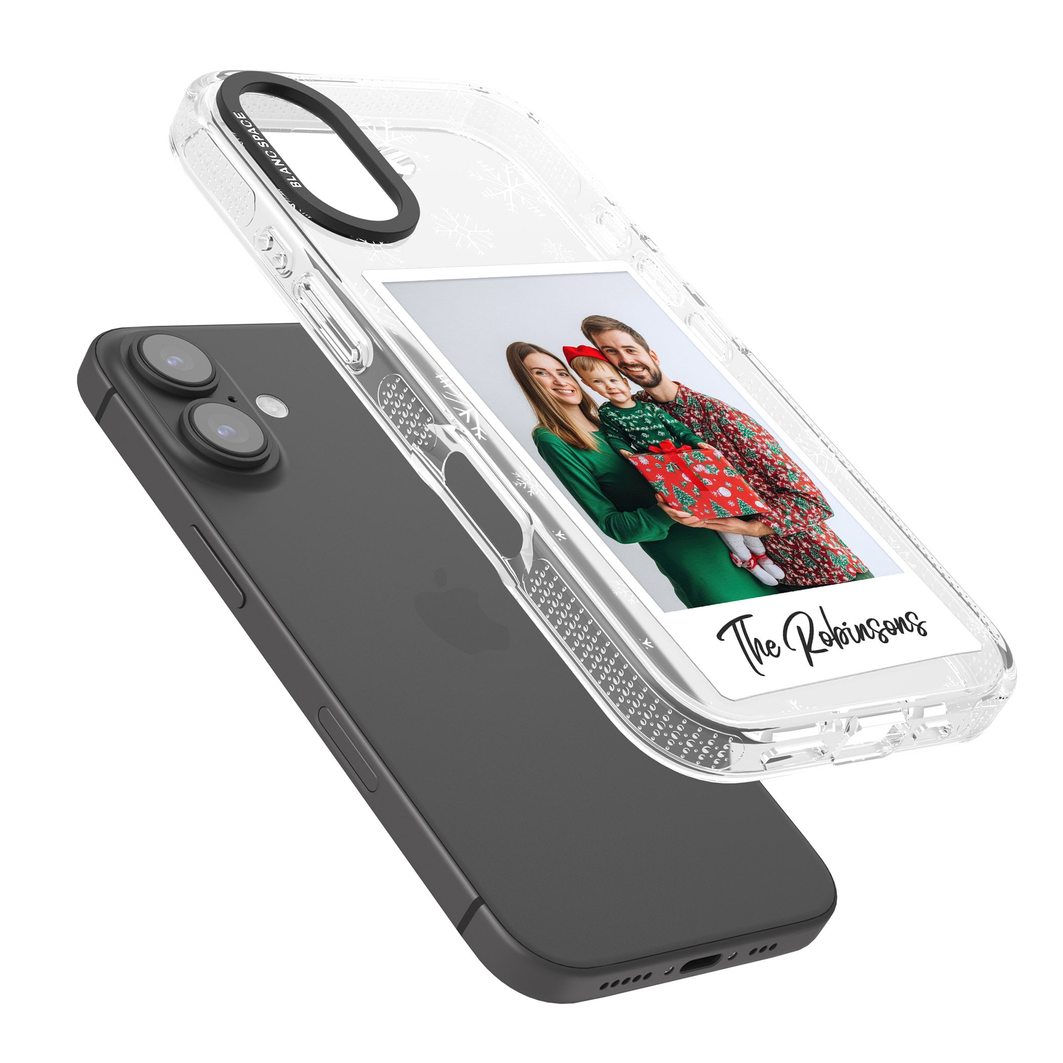 Personalised Snowflake Photo iPhone 16 / 16 Plus Clear Case Impact Air - Blanc Space