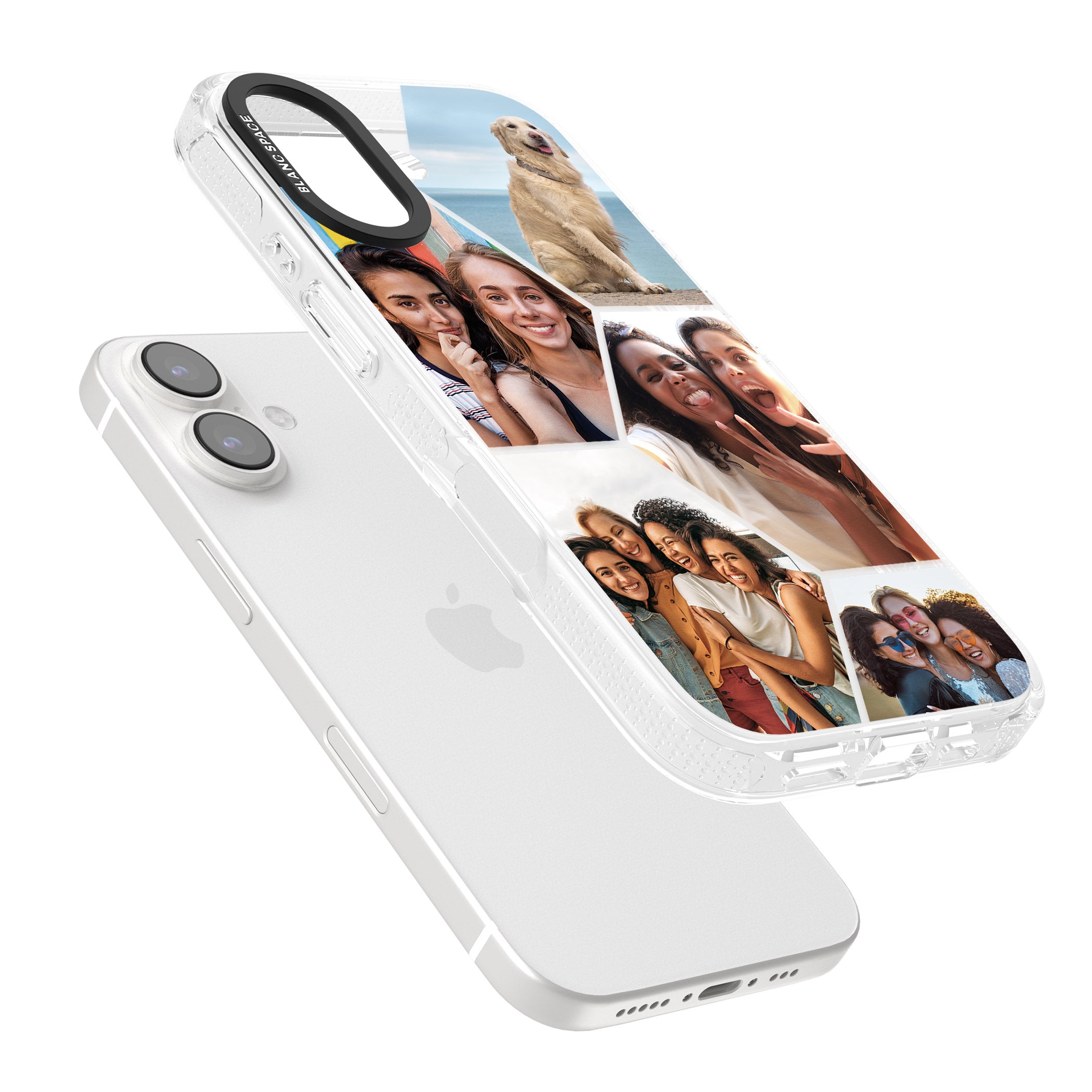 Personalised Beehive Photo Grid iPhone 16 / 16 Plus Clear Case Impact Air - Blanc Space