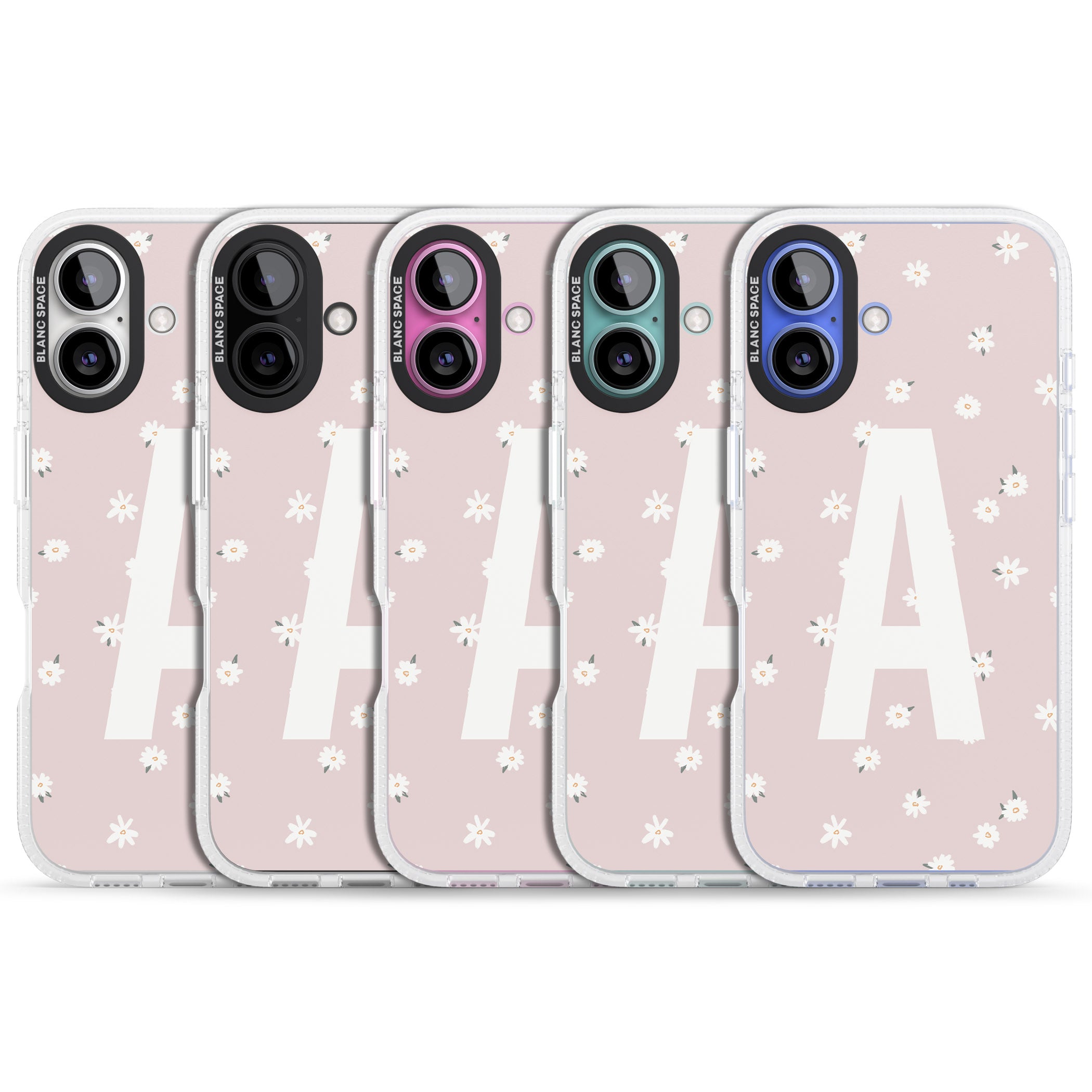 Personalised Pink Daisy Personalised iPhone 16 / 16 Plus Clear Case Impact Air - Blanc Space