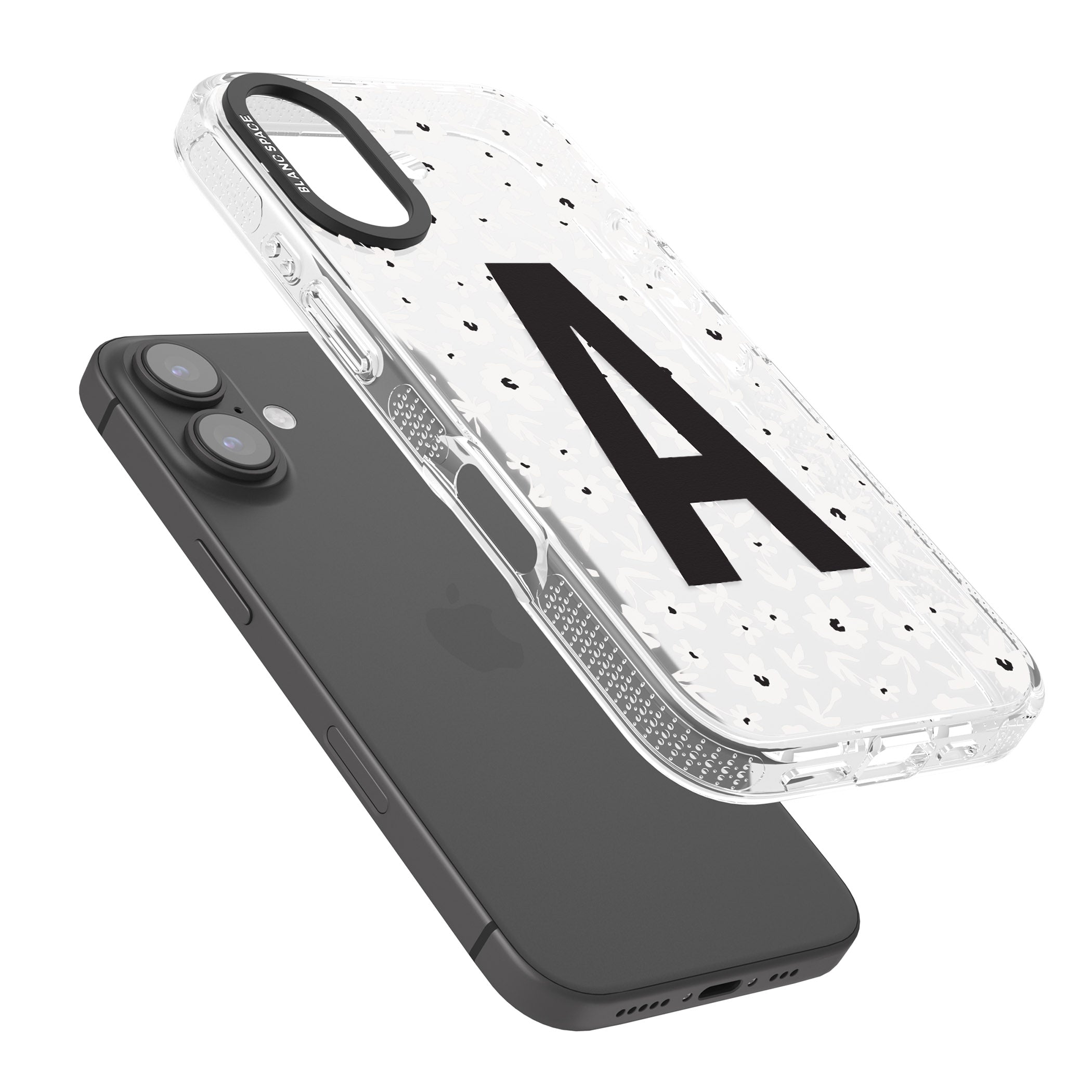 Personalised Floral Pattern Personalised iPhone 16 / 16 Plus Clear Case Impact Air - Blanc Space