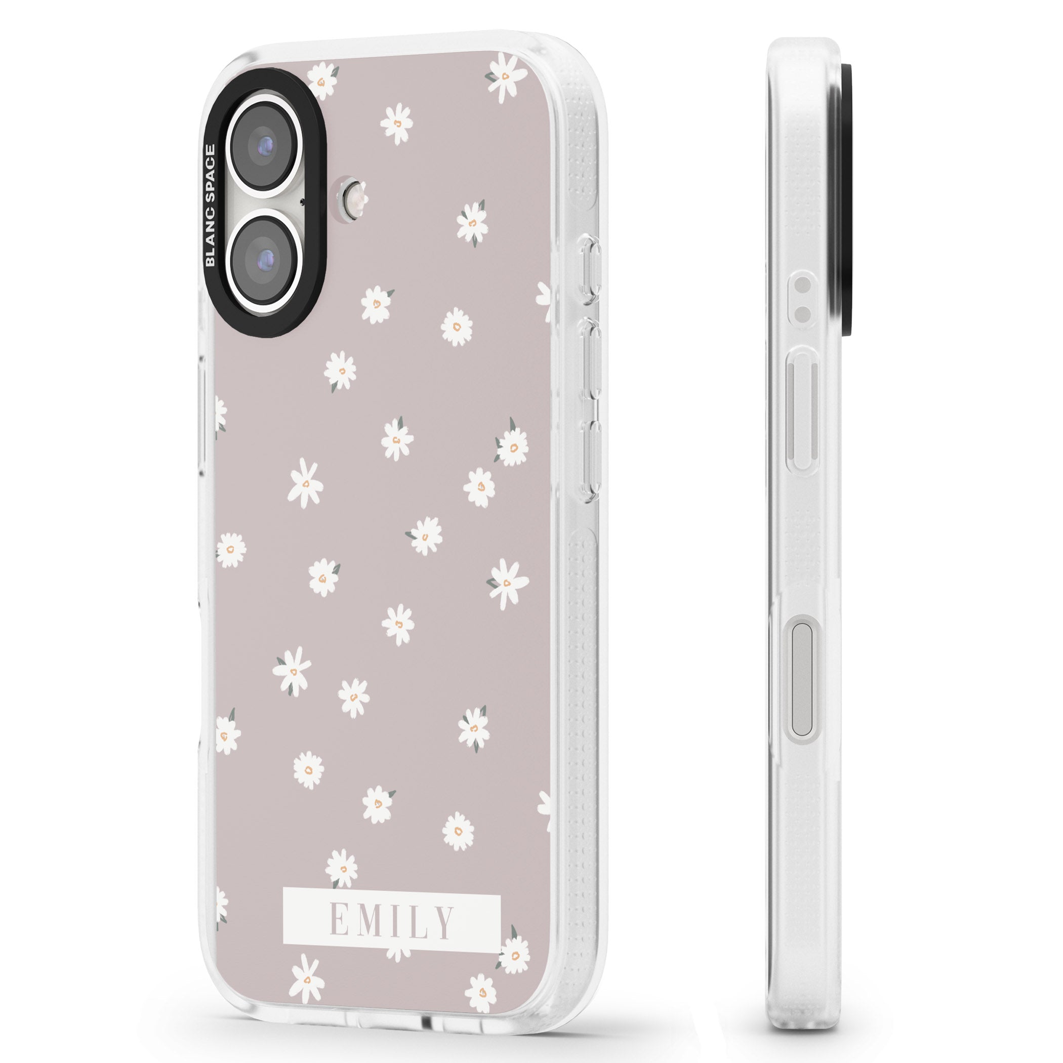 Personalised Dusty Rose Personalised iPhone 16 / 16 Plus Clear Case Impact Air - Blanc Space