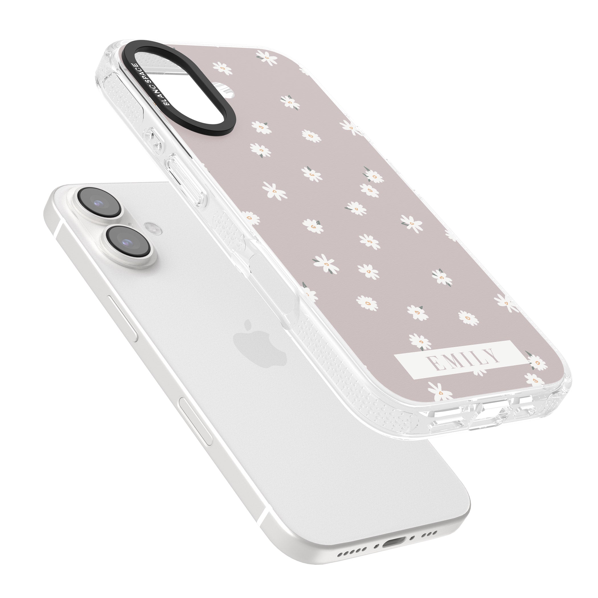 Personalised Dusty Rose Personalised iPhone 16 / 16 Plus Clear Case Impact Air - Blanc Space