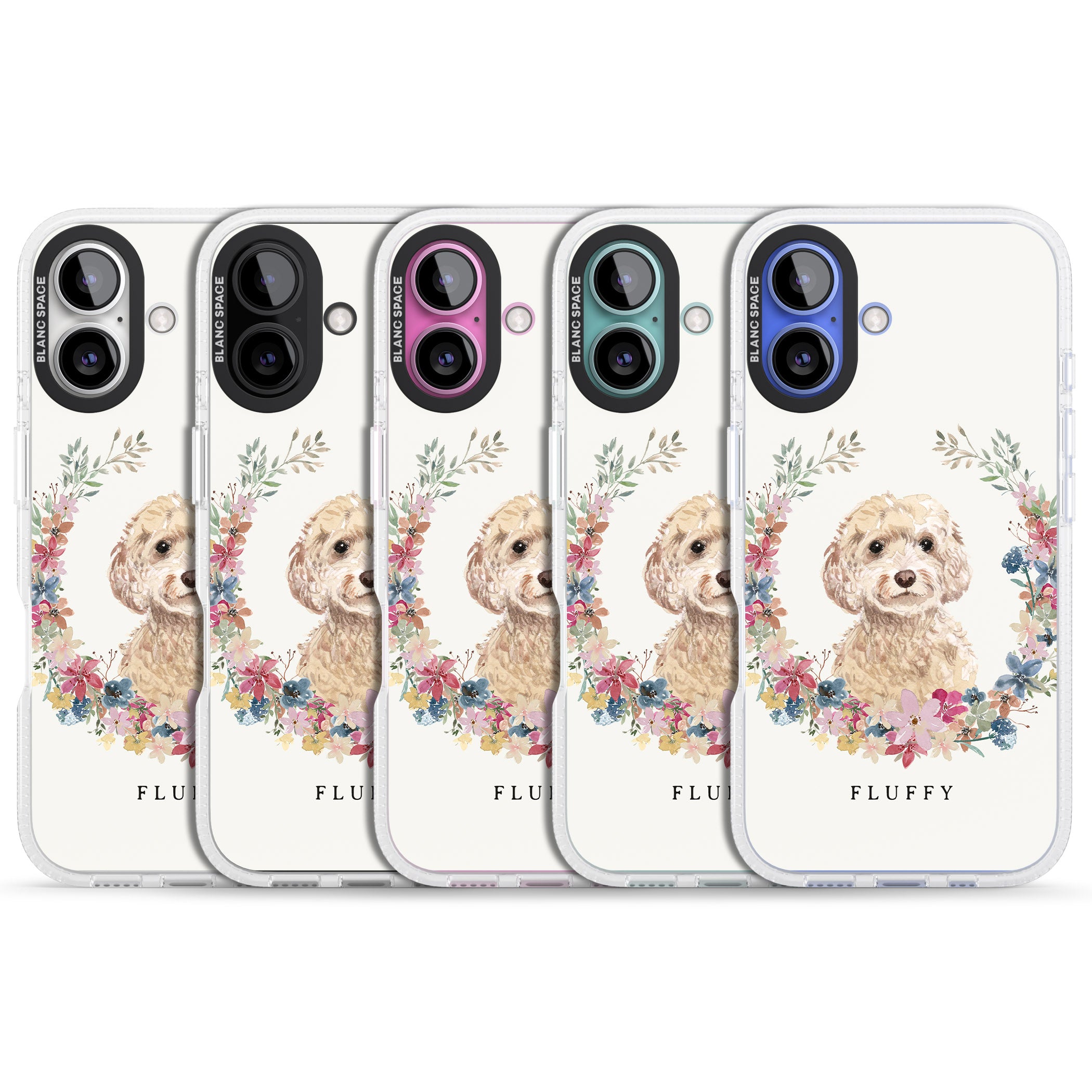 Personalised Champagne Cockapoo - Watercolour Dog Portrait iPhone 16 / 16 Plus Clear Case Impact Air - Blanc Space