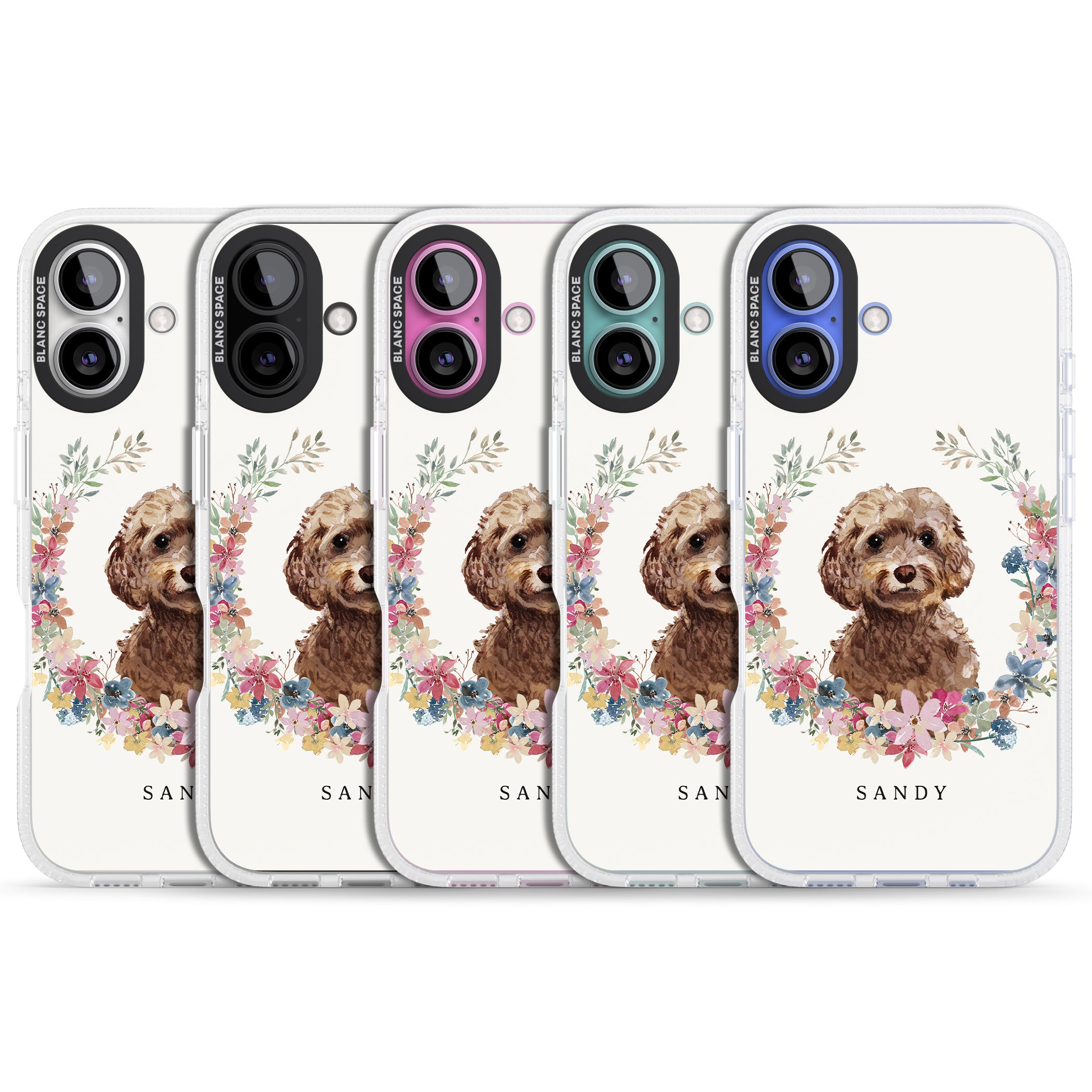 Personalised Brown Cockapoo - Watercolour Dog Portrait iPhone 16 / 16 Plus Clear Case Impact Air - Blanc Space