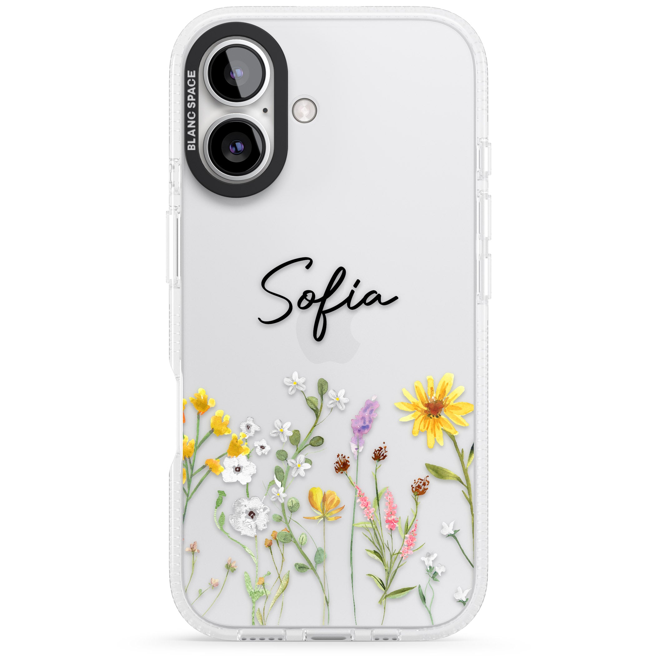 Personalised April Wildfowers iPhone 16 / 16 Plus Clear Case Impact Air - Blanc Space