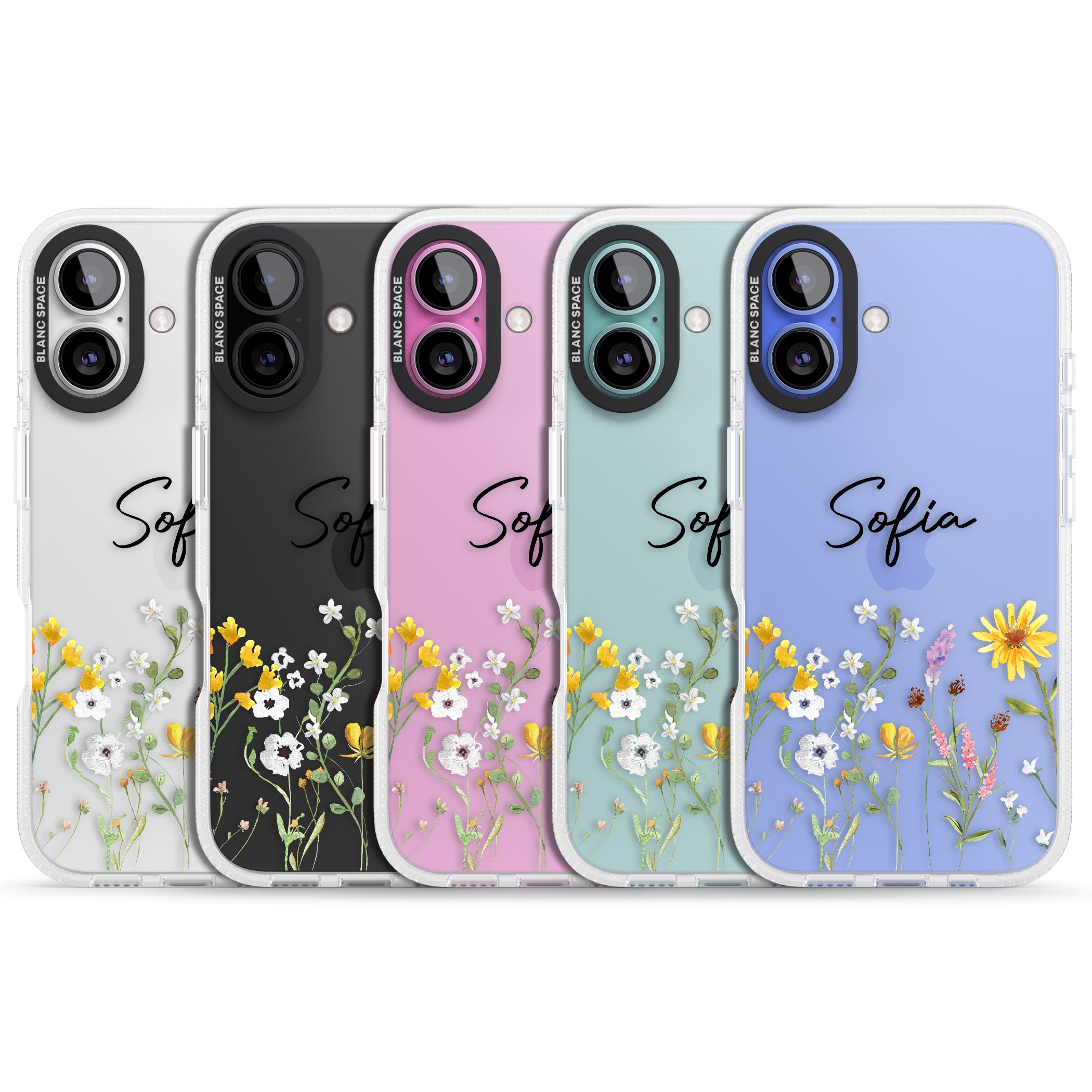 Personalised April Wildfowers iPhone 16 / 16 Plus Clear Case Impact Air - Blanc Space