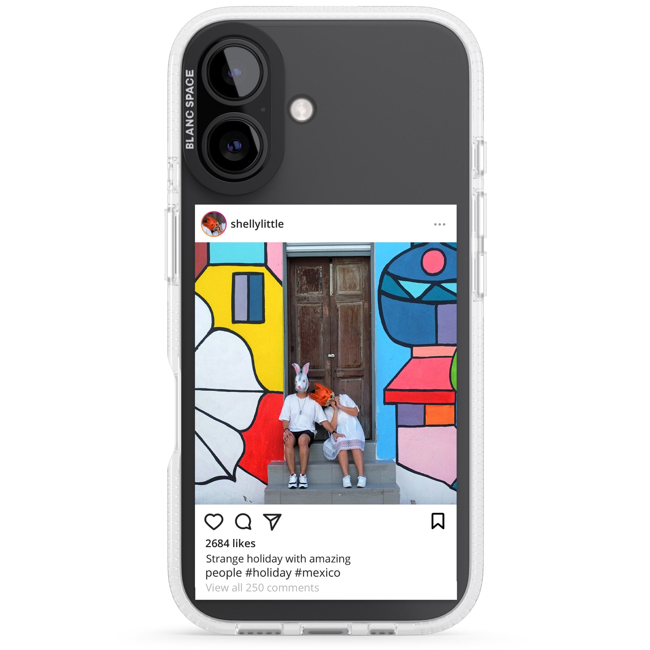 Personalised Instagram iPhone 16 / 16 Plus Clear Case Impact Air - Blanc Space