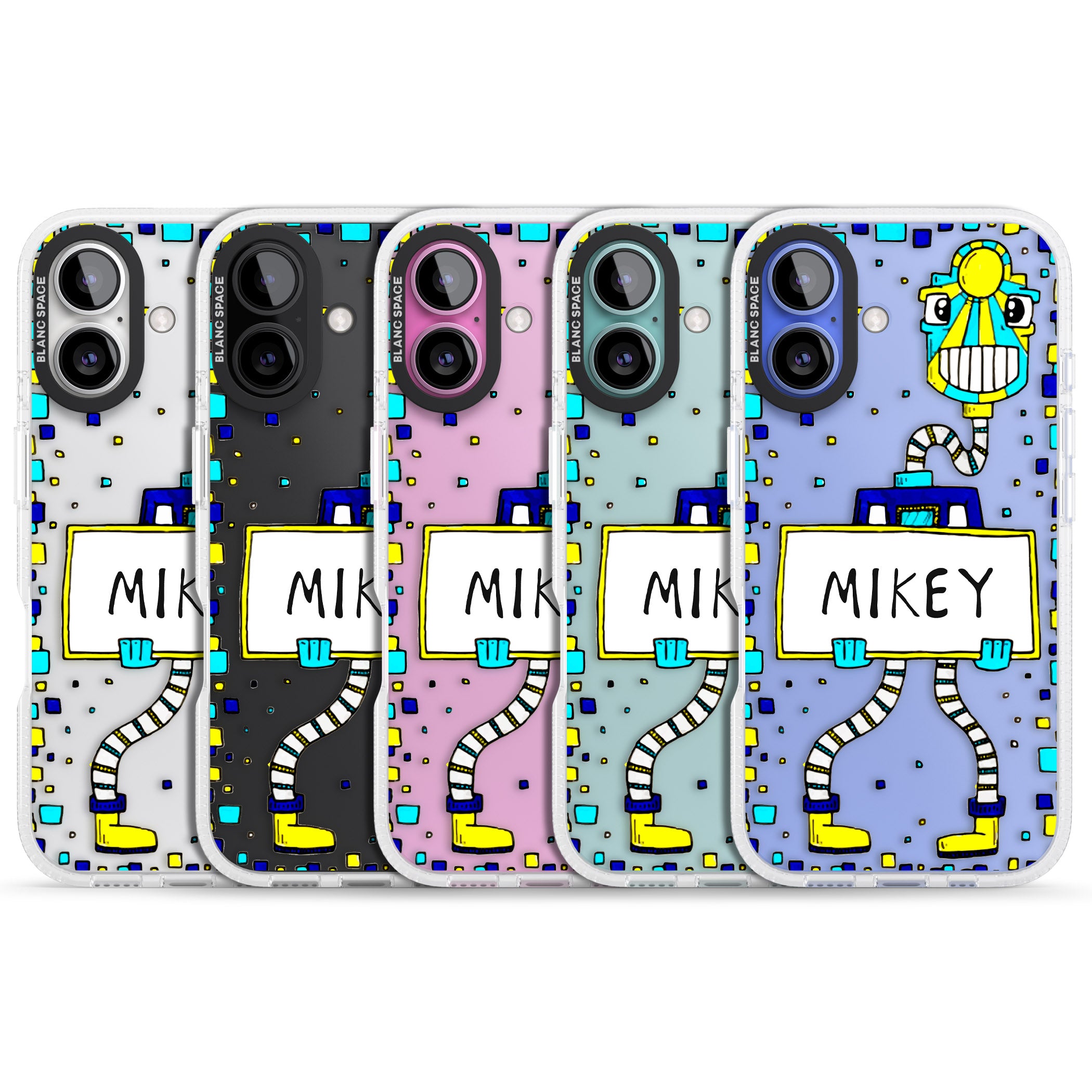 Personalised Tubes Guy iPhone 16 / 16 Plus Clear Case Impact Air - Blanc Space