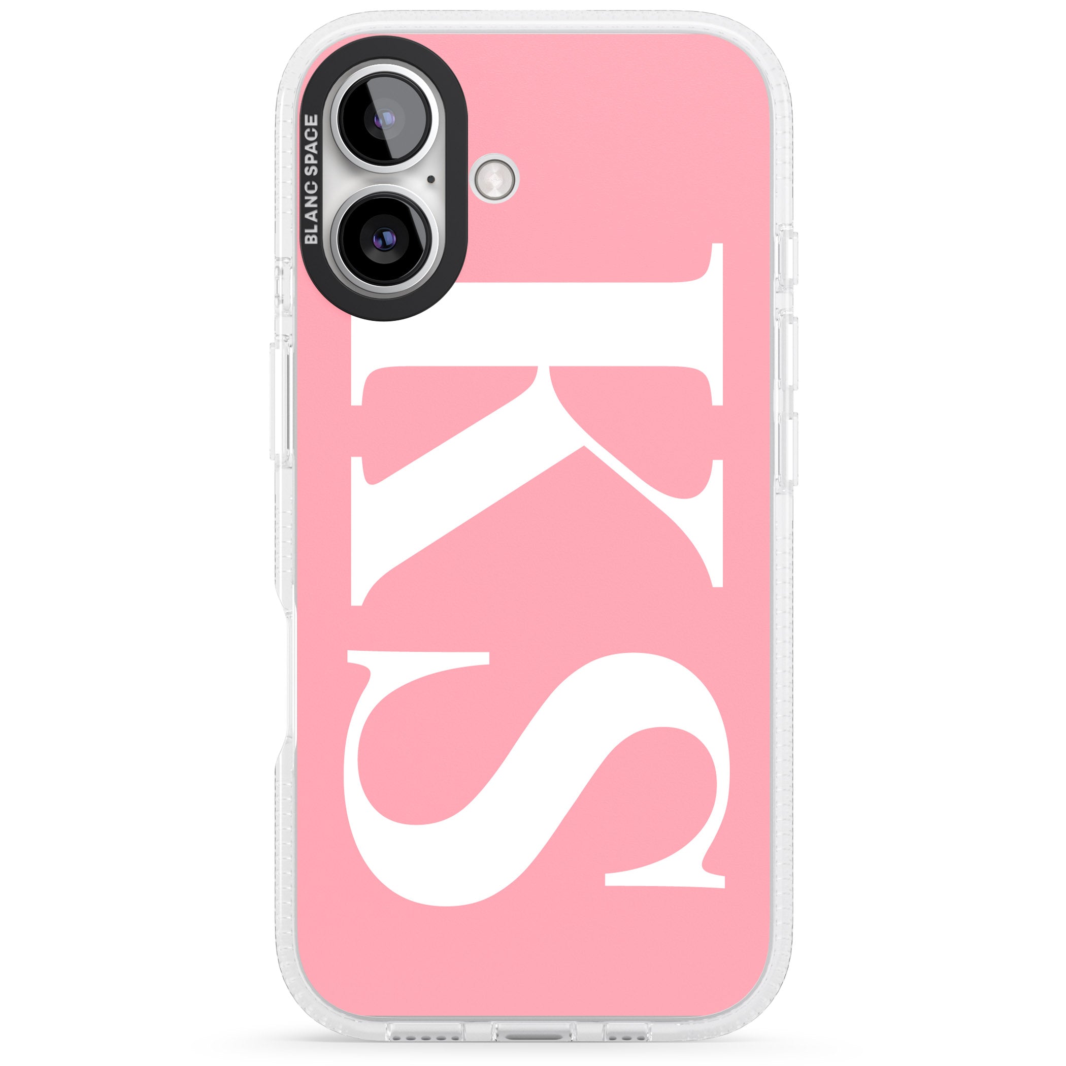 Personalised White & Pink Letters iPhone 16 / 16 Plus Clear Case Impact Air - Blanc Space