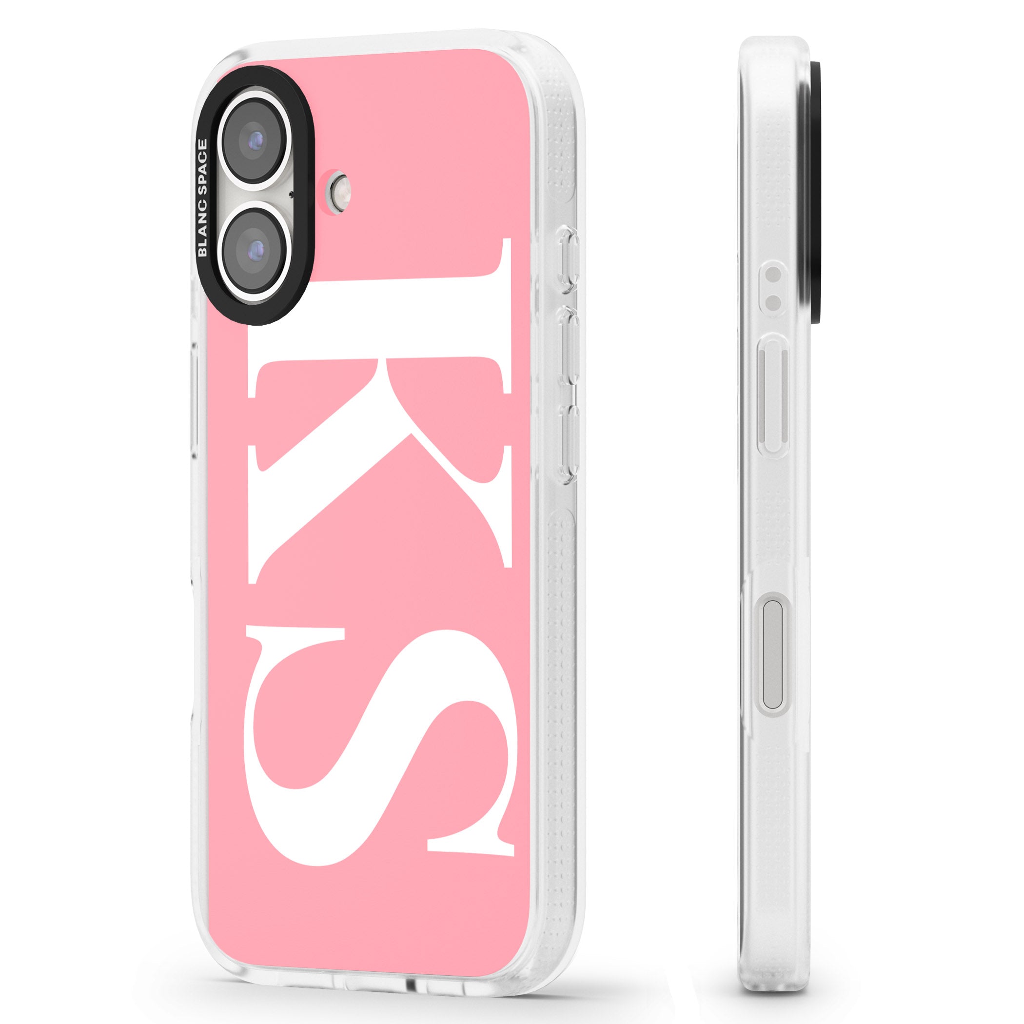 Personalised White & Pink Letters iPhone 16 / 16 Plus Clear Case Impact Air - Blanc Space