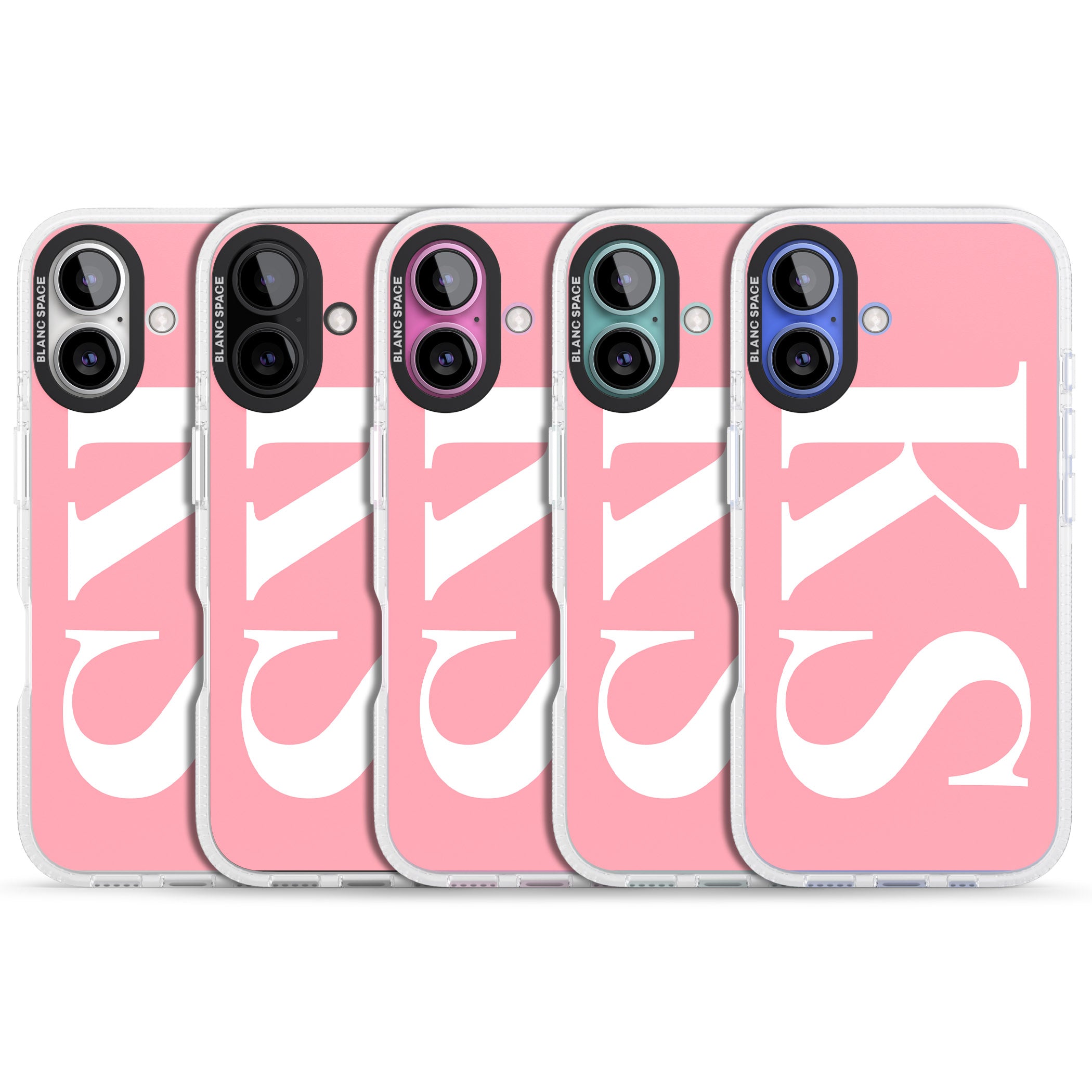 Personalised White & Pink Letters iPhone 16 / 16 Plus Clear Case Impact Air - Blanc Space