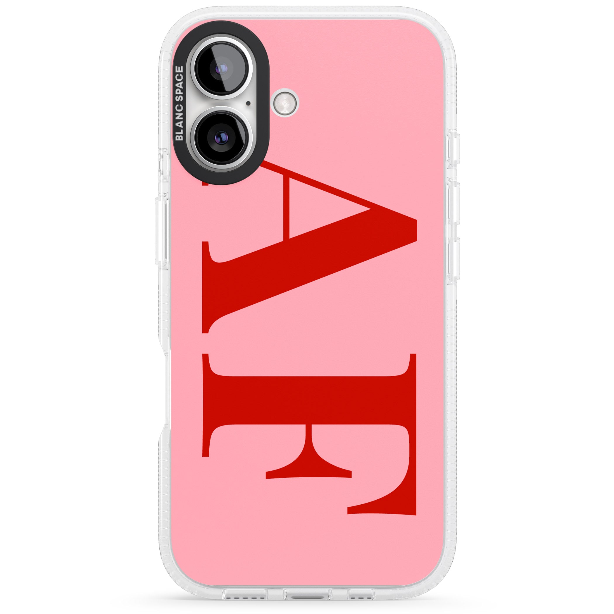 Personalised Red & Pink Letters iPhone 16 / 16 Plus Clear Case Impact Air - Blanc Space