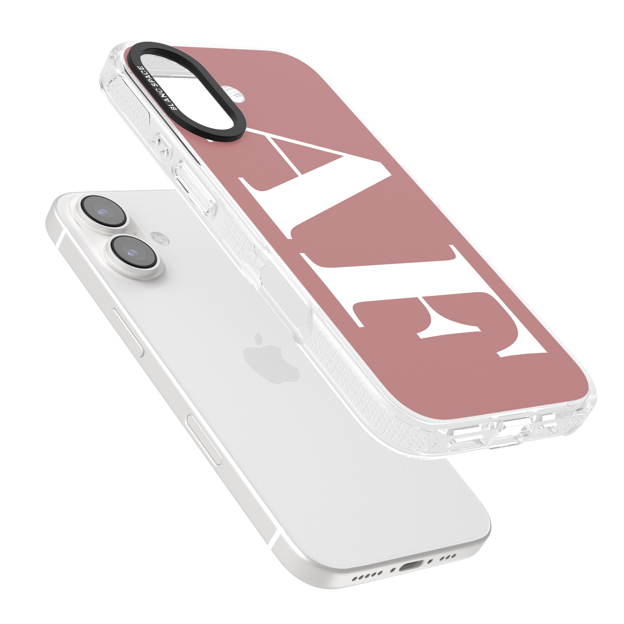 Personalised White & Rose Personalised iPhone 16 / 16 Plus Clear Case Impact Air - Blanc Space
