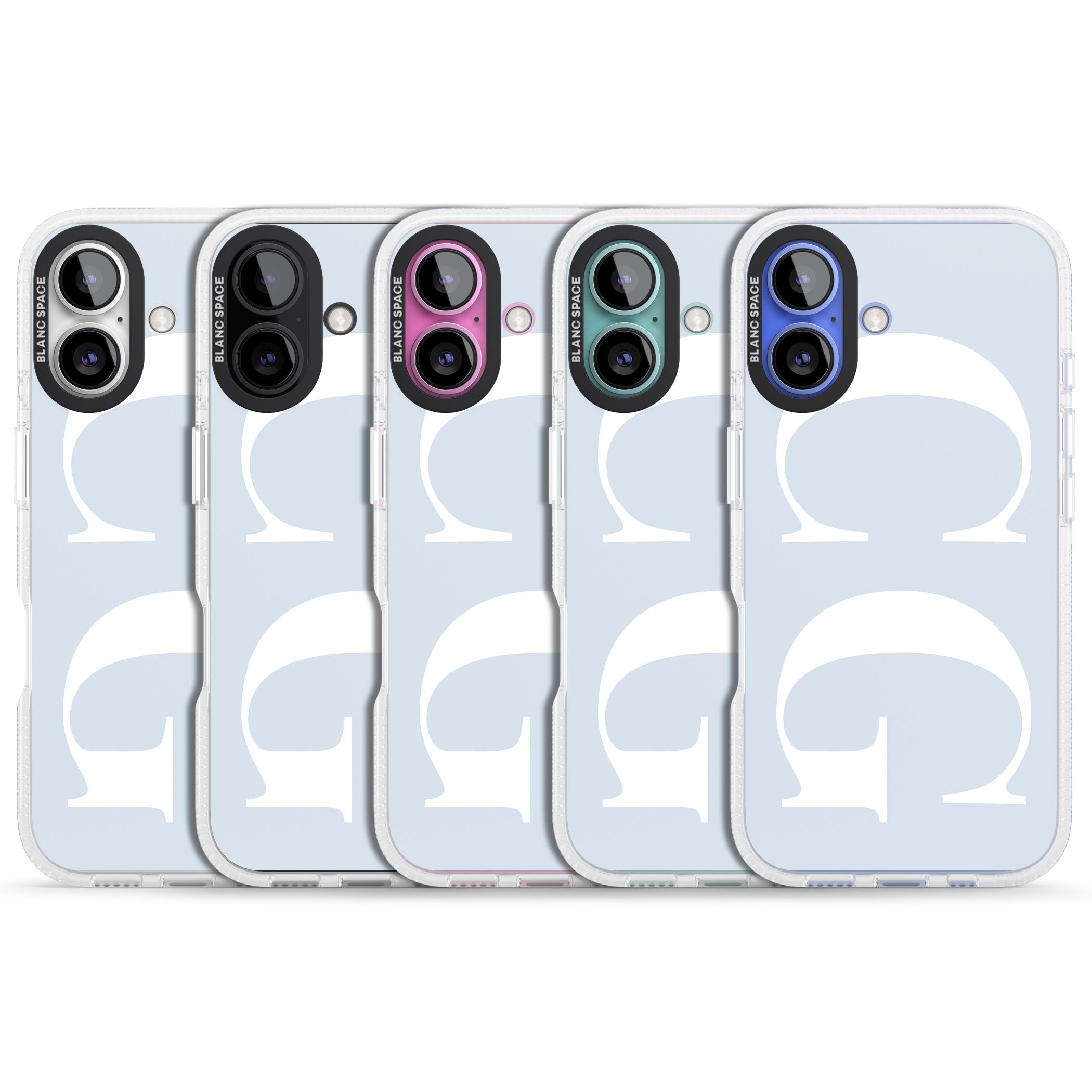 Personalised White & Blue Personalised iPhone 16 / 16 Plus Clear Case Impact Air - Blanc Space