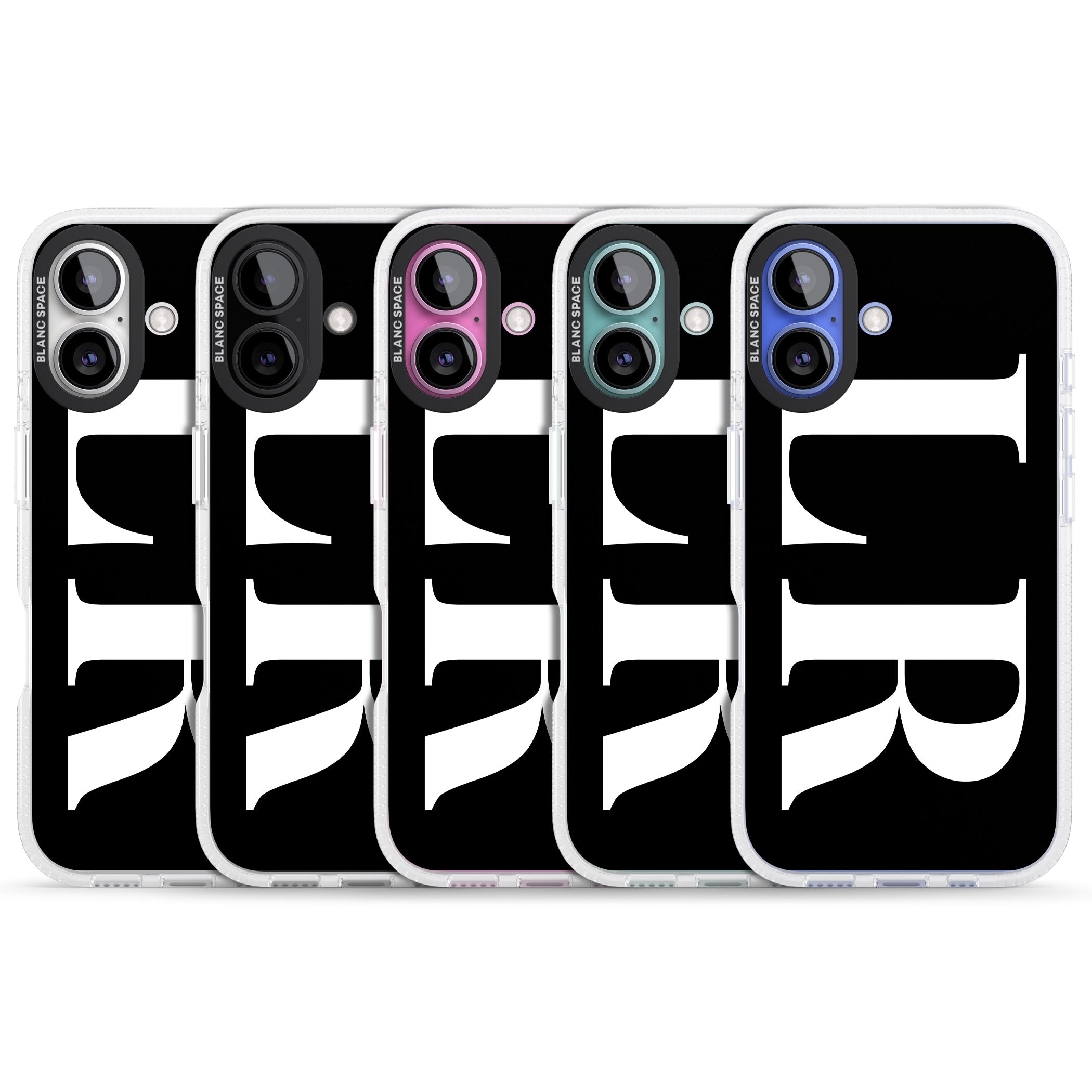 Personalised White & Black Letters iPhone 16 / 16 Plus Clear Case Impact Air - Blanc Space