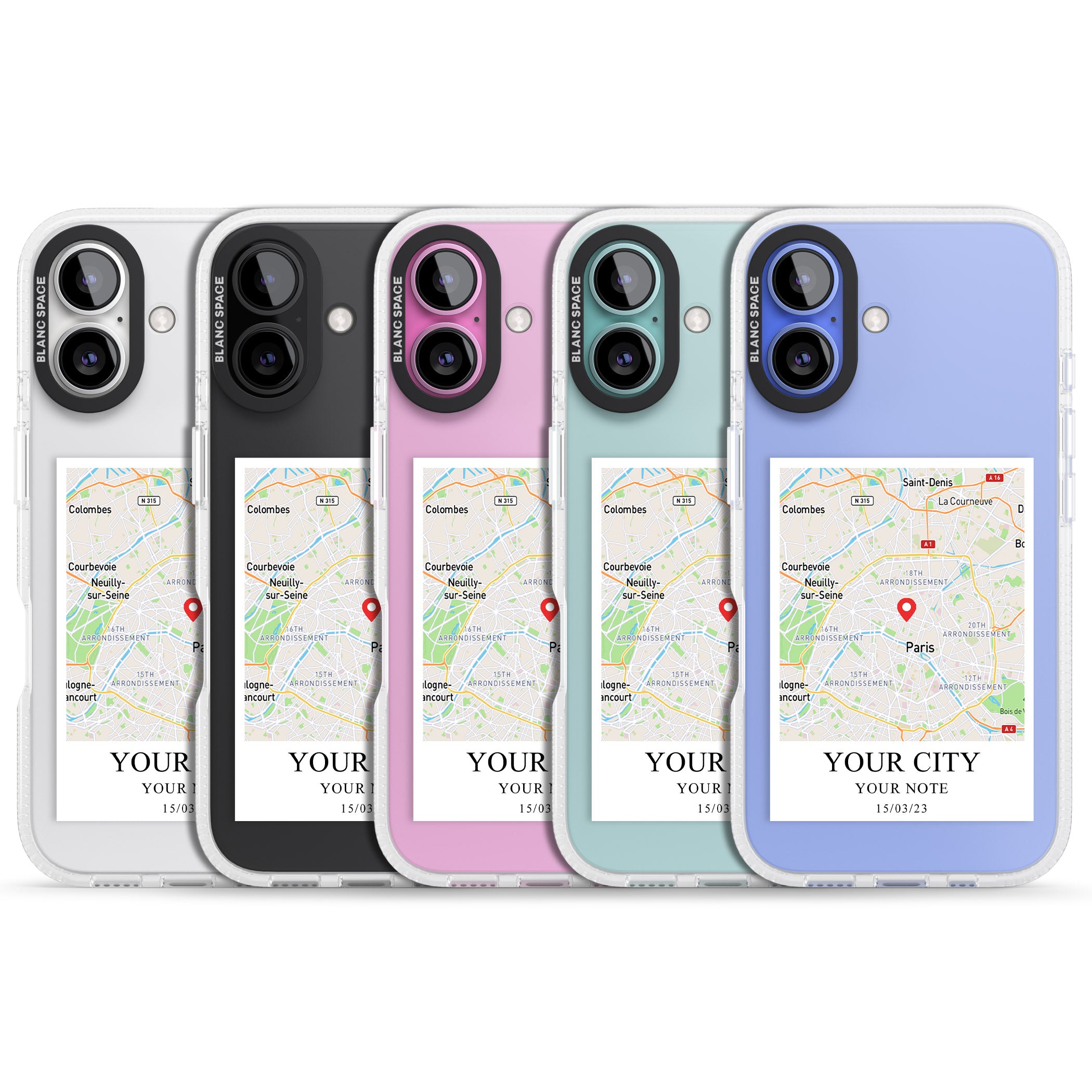 Personalised World Map iPhone 16 / 16 Plus Clear Case Impact Air - Blanc Space