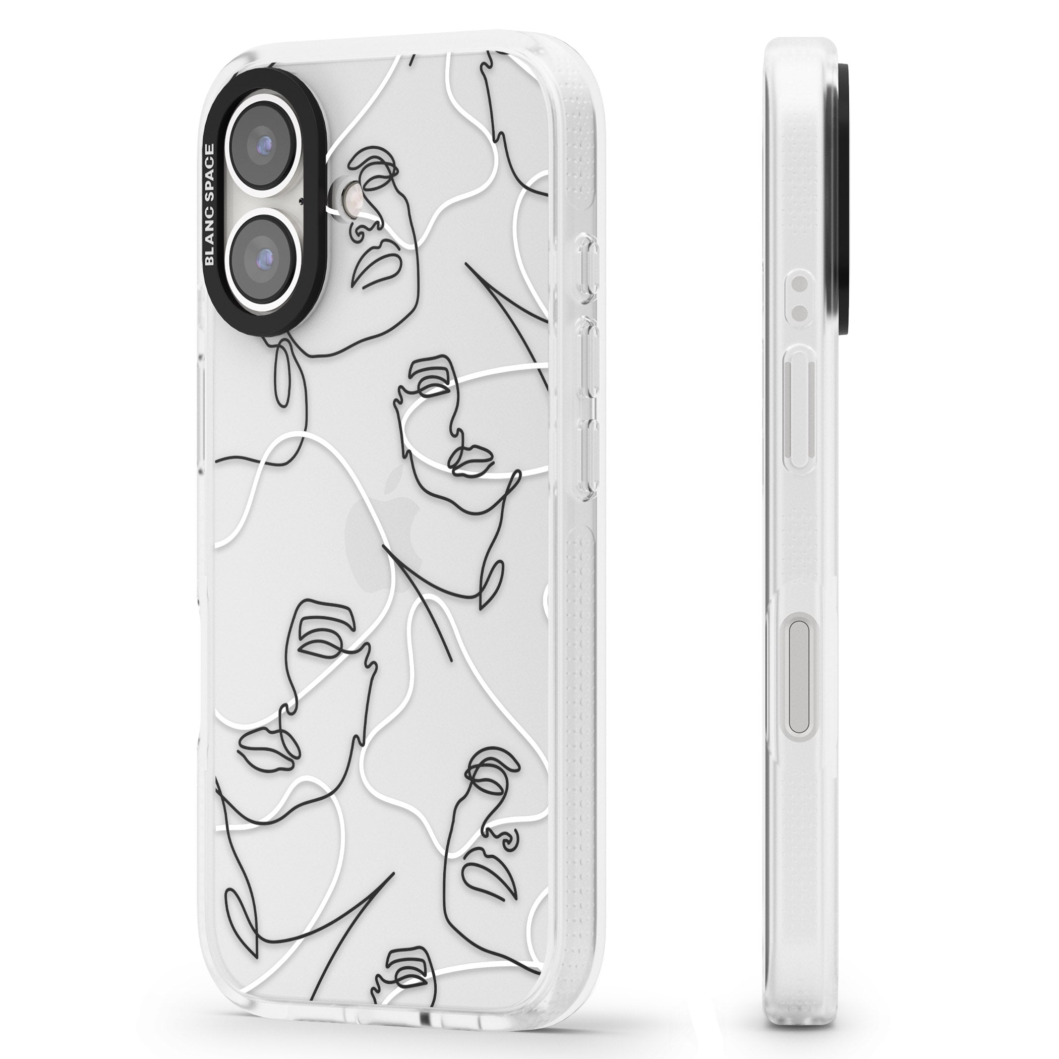 Personalised Abstract Faces iPhone 16 / 16 Plus Clear Case Impact Air - Blanc Space