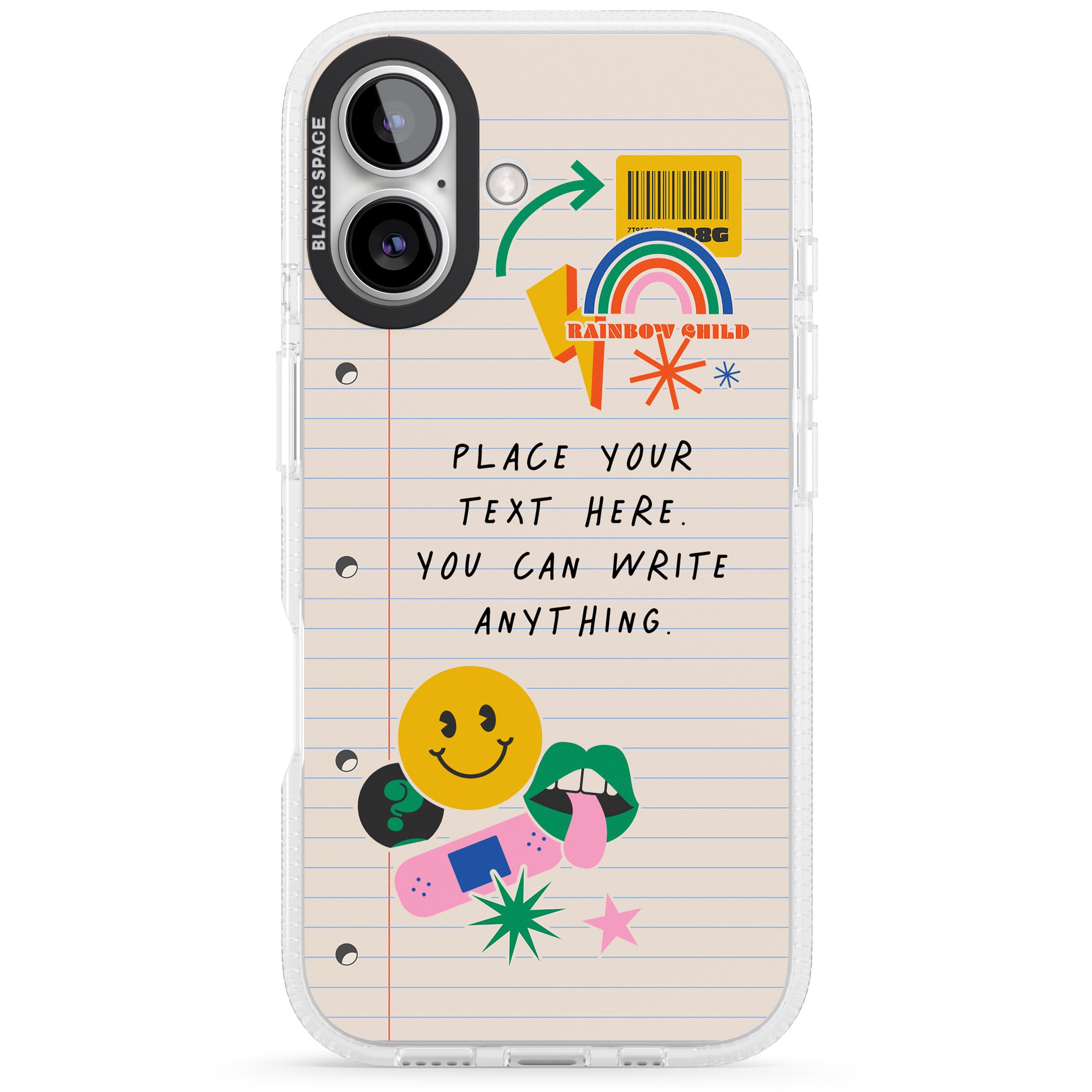 Personalised Nostalgia Sticker Mix #1 iPhone 16 / 16 Plus Clear Case Impact Air - Blanc Space